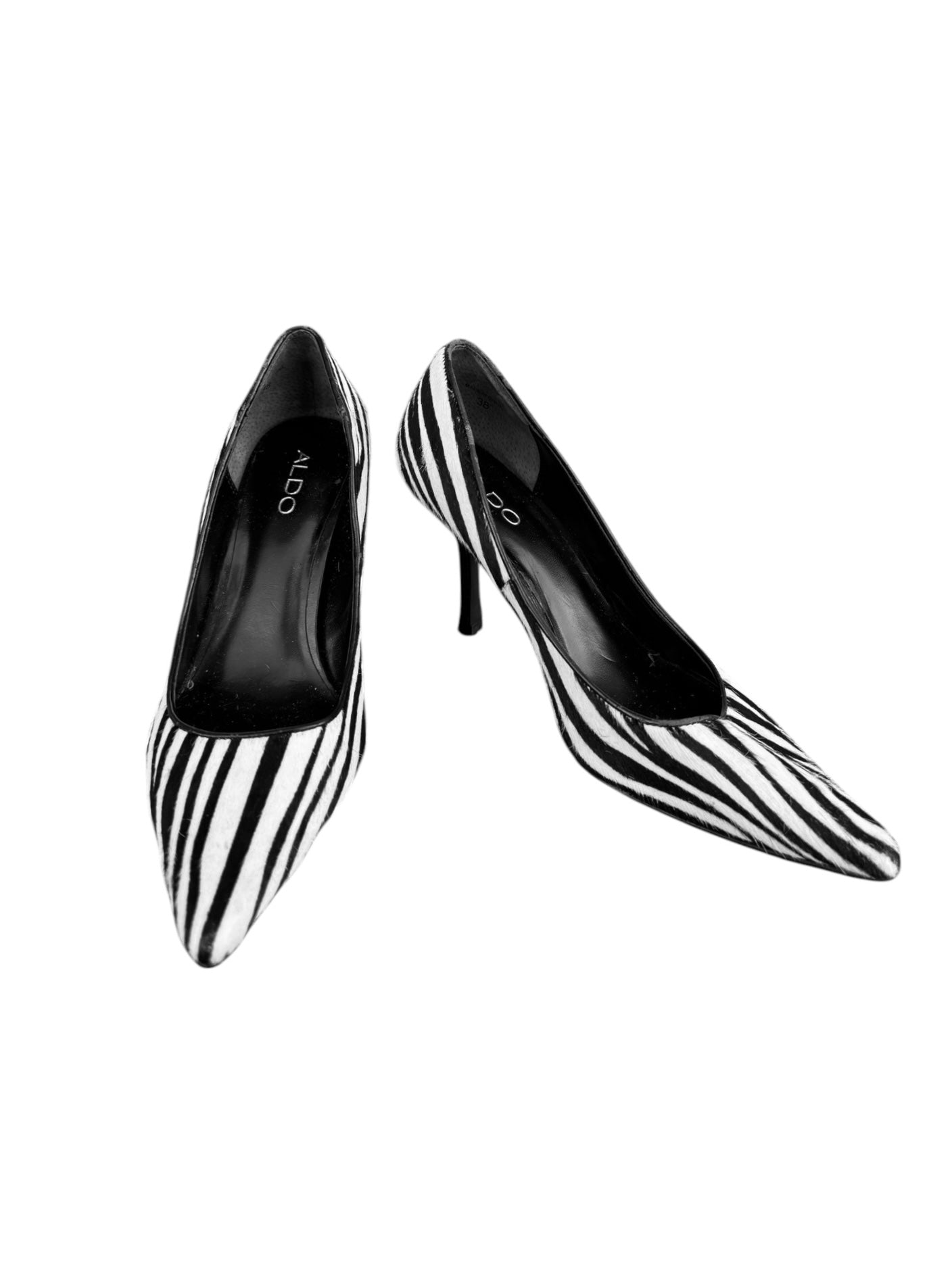 ALDO 2000s BLACK & WHITE HAIRY LEATHER ZEBRA HEELS