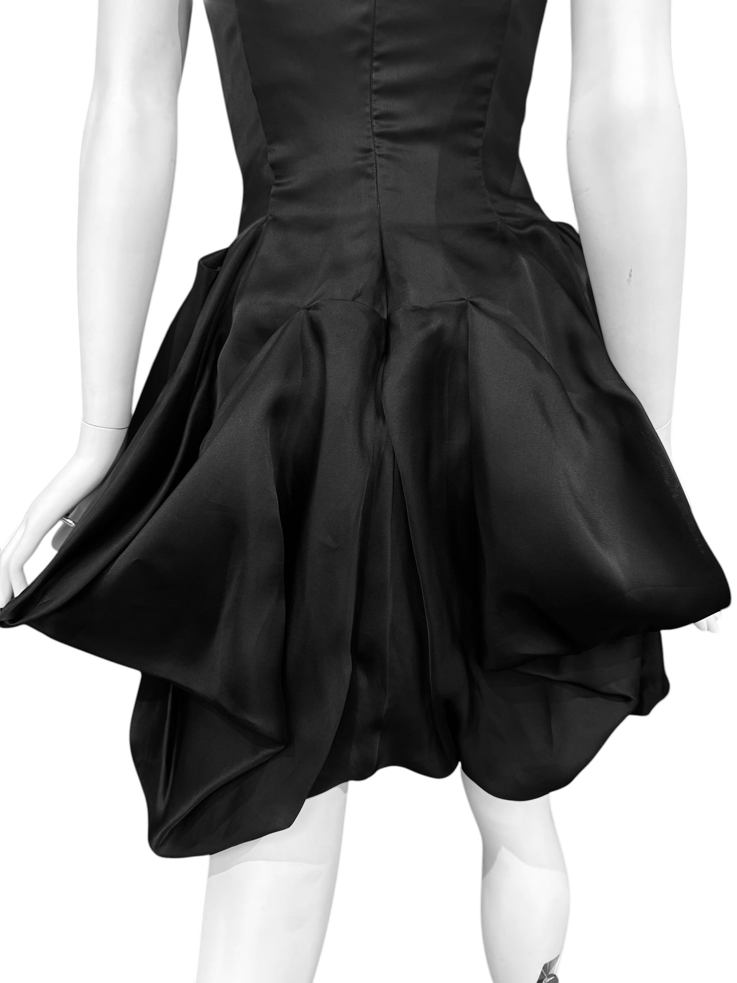 ALEXANDER MCQUEEN SS2009 «NATURAL DIS-TINCTION UN-NATURAL SELECTION» BLACK SILK BUSTIER MINI DRESS