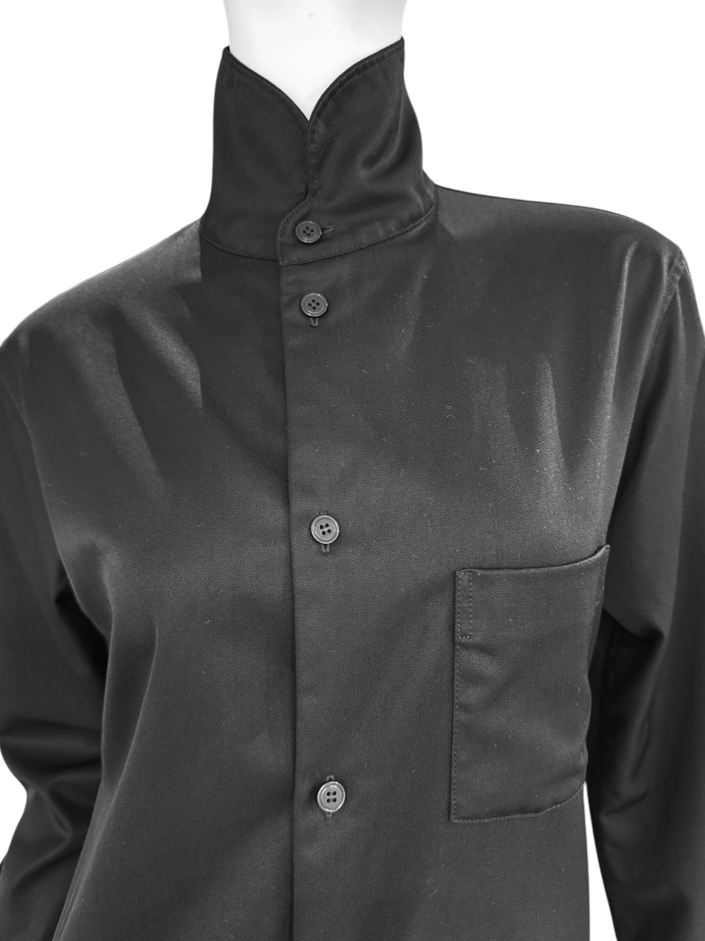 Y’S YOHJI YAMAMOTO 2010s BLACK HIGH COLLAR MAXI DRESS/COAT