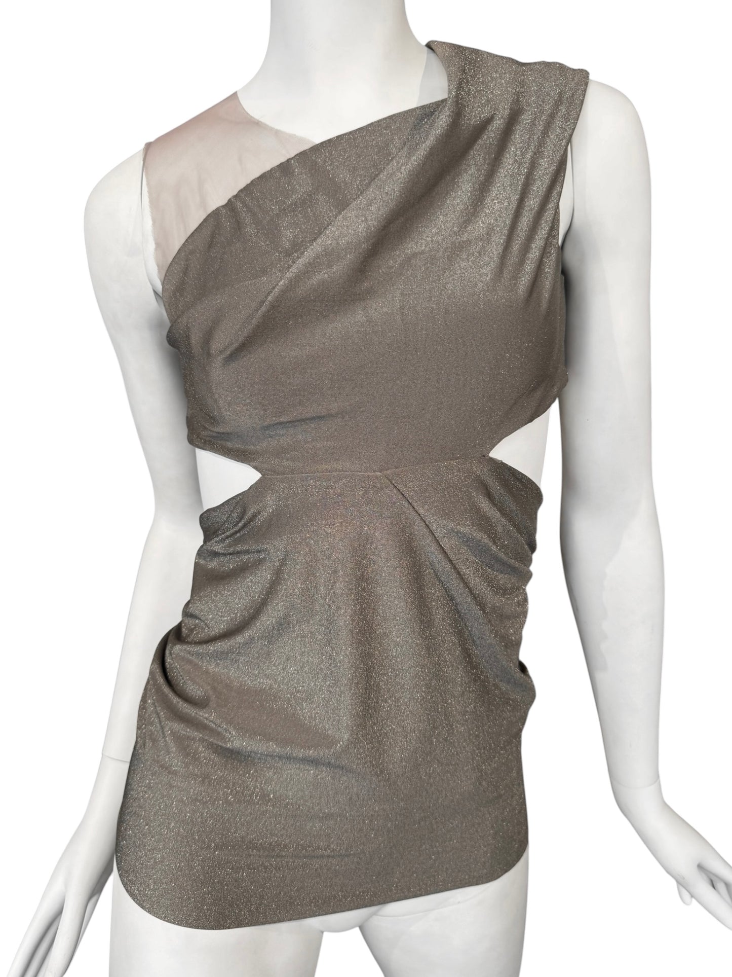 RICK OWENS LILIES 2020s GREY CUT OUT ASYMMETRICAL TANK TOP