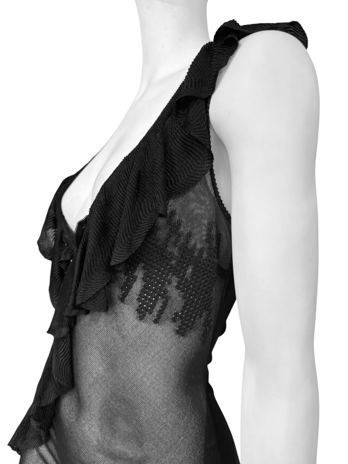 JOHN GALLIANO FW1996 BLACK SHEER TATOO MAXI DRESS