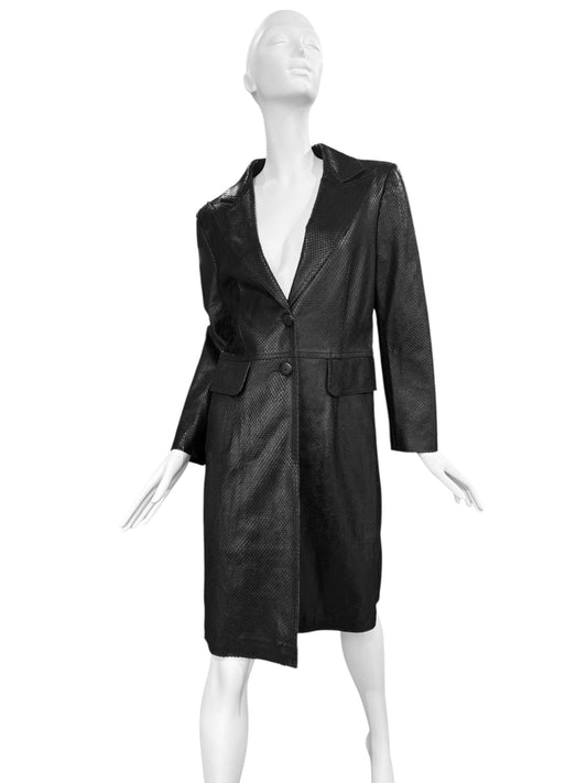 PLEIN SUD 1990s BLACK SNAKESKIN COAT