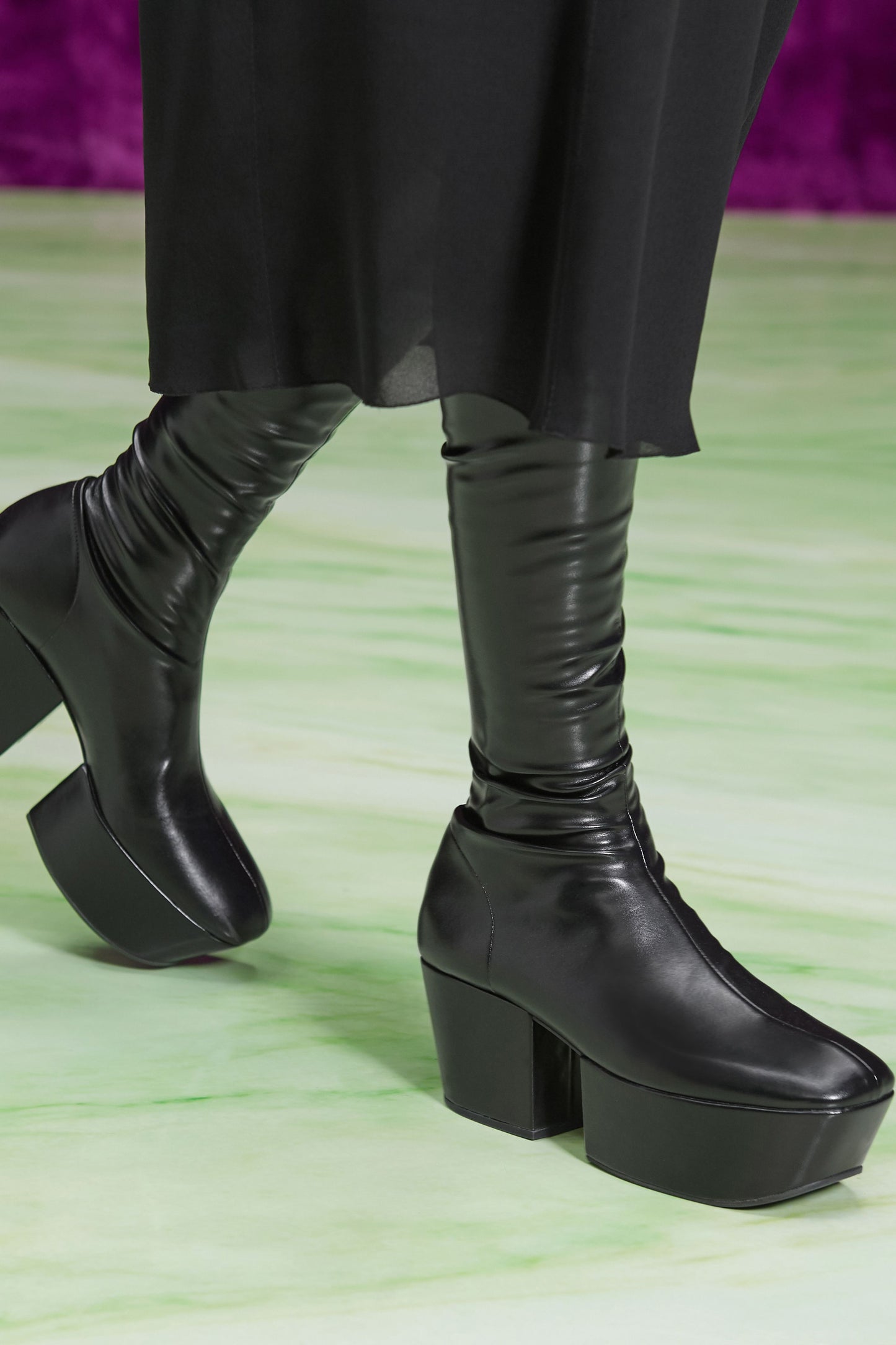 PRADA FW2021 BY MIUCCIA PRADA & RAF SIMONS BLACK OVER-THE-KNEE PLATFORM BOOTS