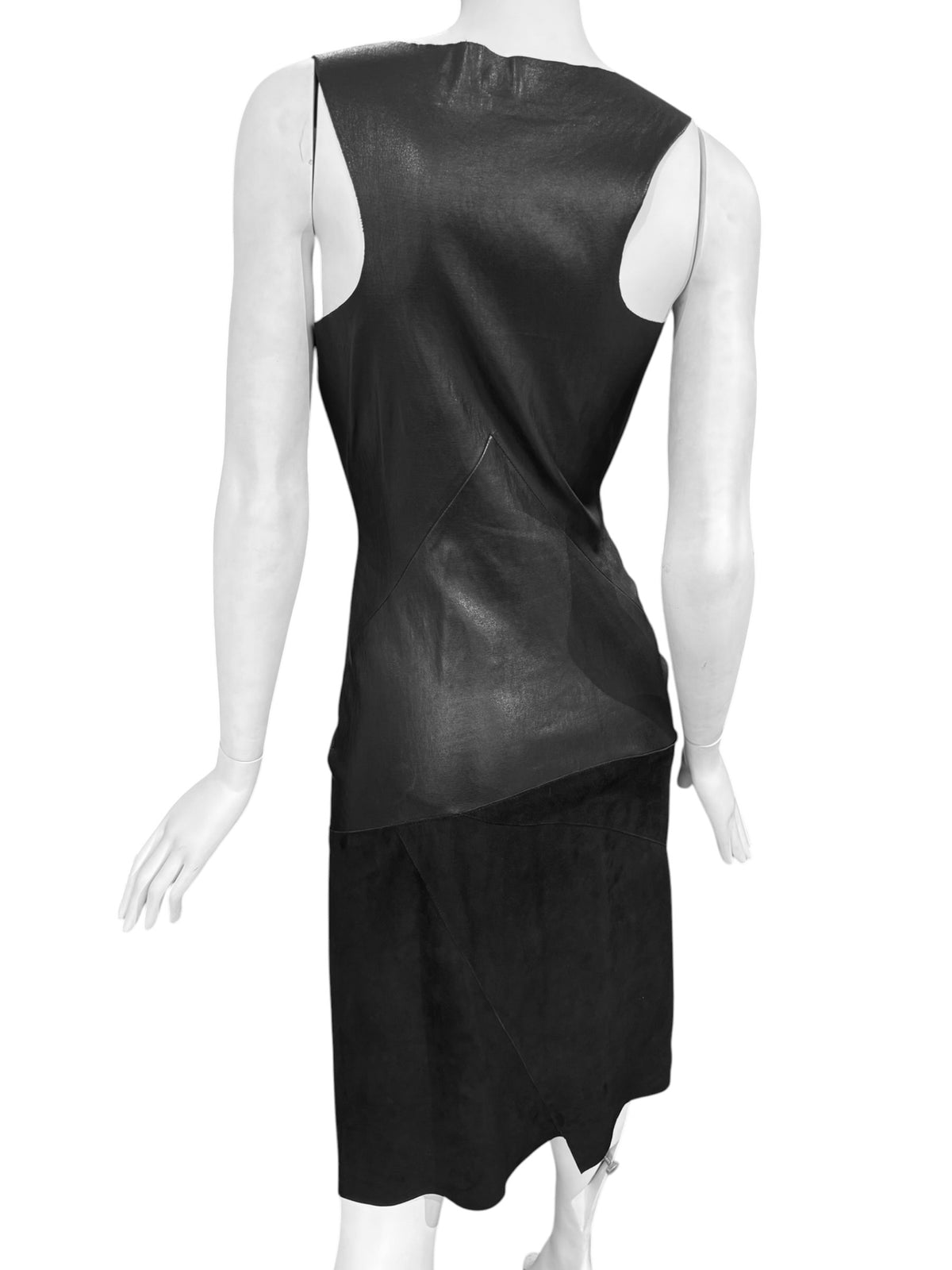 JITROIS 2000s BLACK LEATHER LACE-UP MIDI DRESS