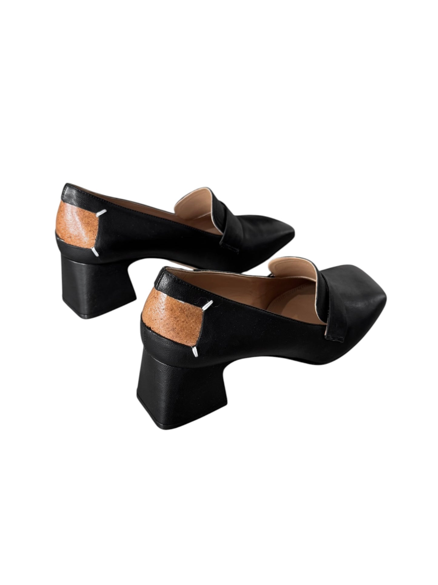 MAISON MARGIELA 2020s BLACK LEATHER 4 STITCHES LOAFERS HEELS