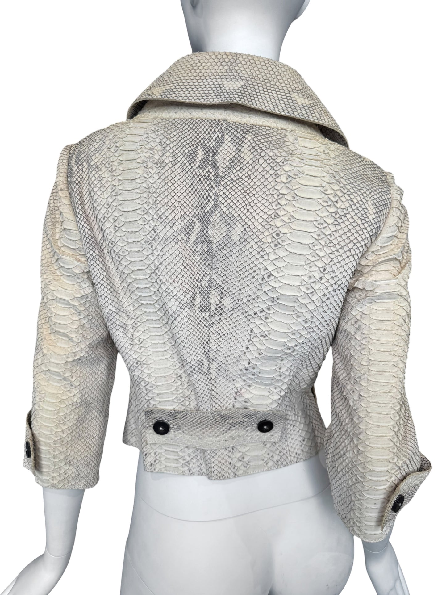 JITROIS 2000s CREAM PYTHON LEATHER JACKET
