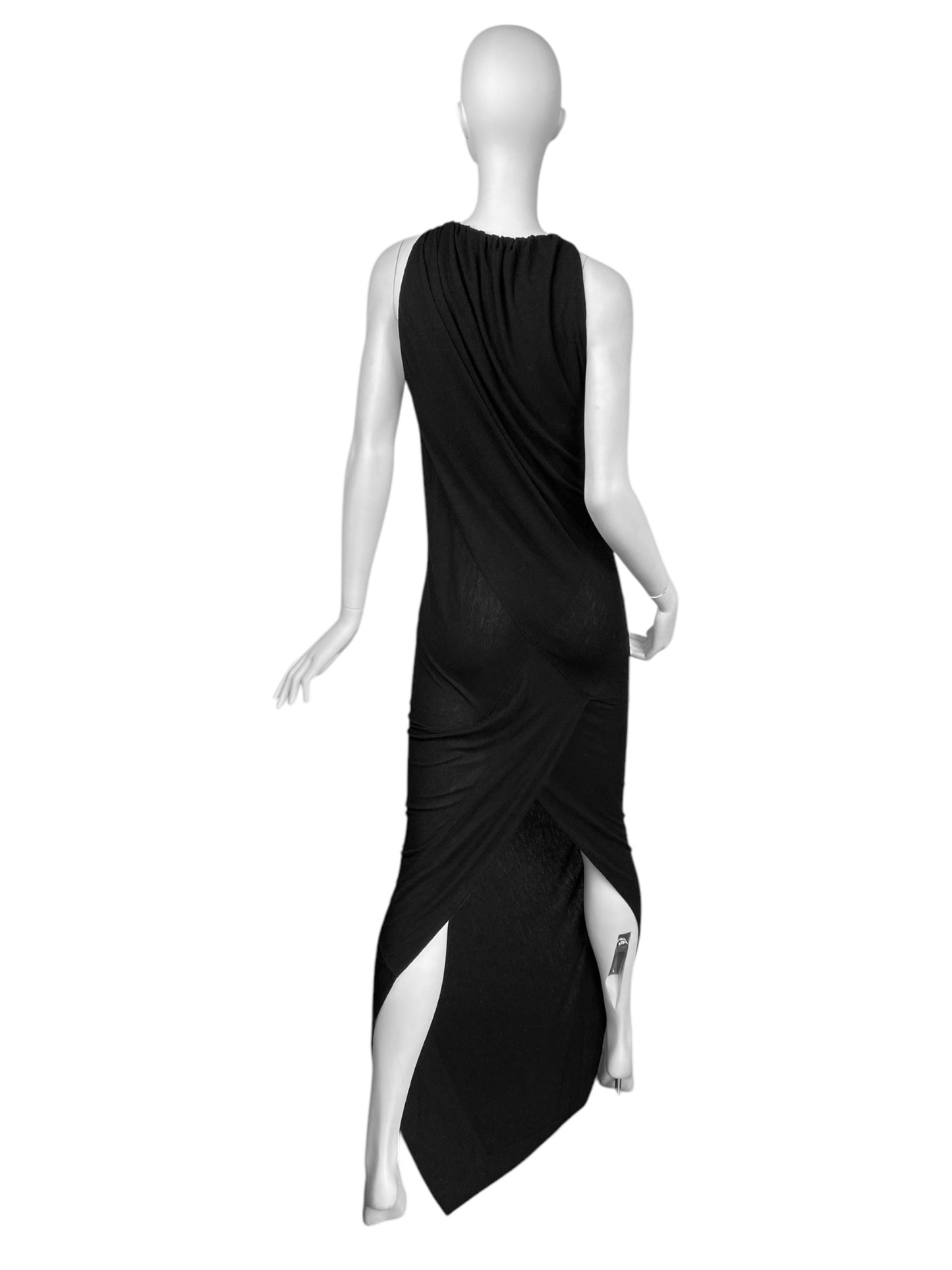 RICK OWENS LILIES 2010s BLACK SLIT MAXI DRESS