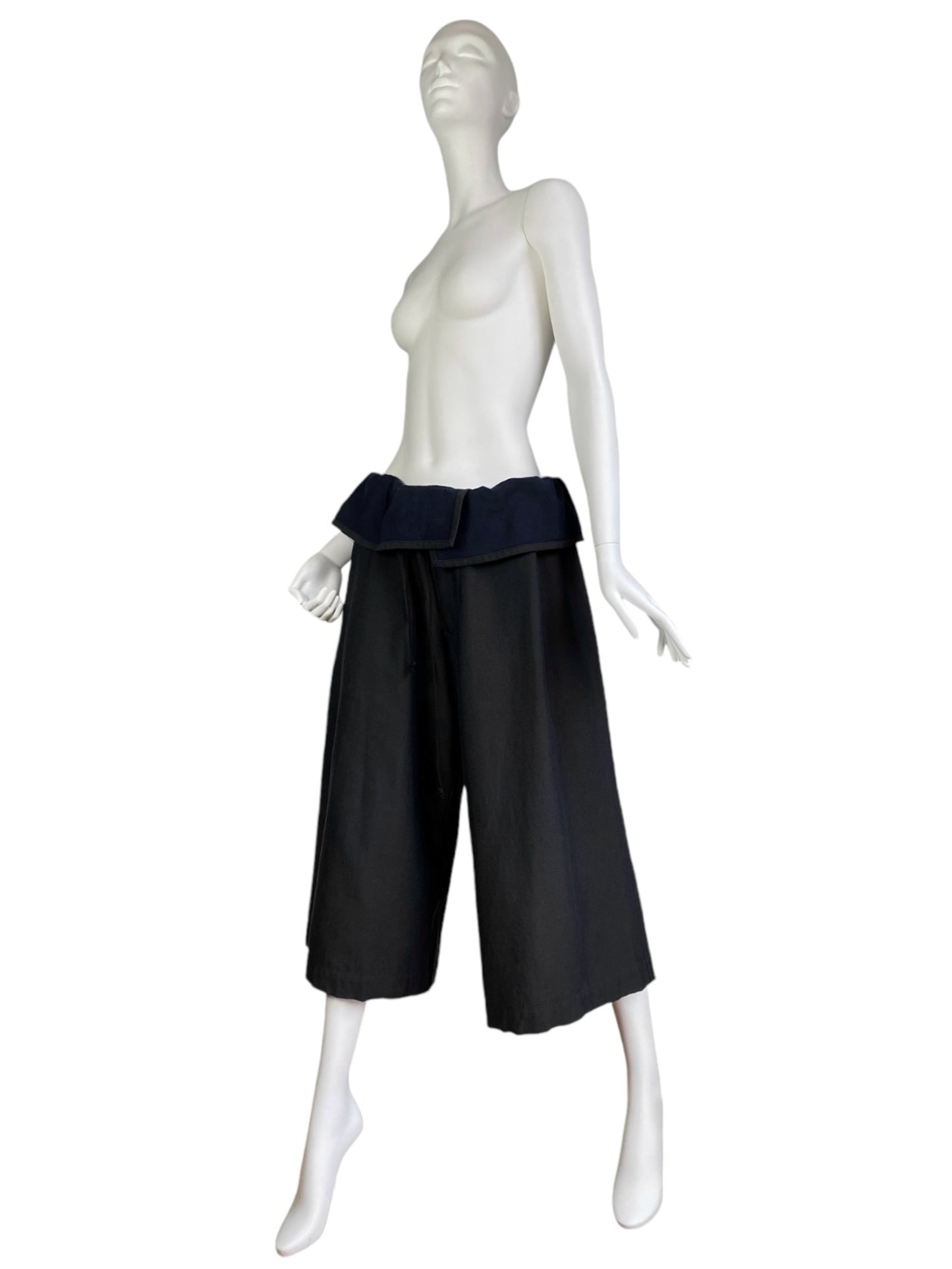 Y’S YOHJI YAMAMOTO 2010s GREY/BLUE WIDE CAPRI PANTS