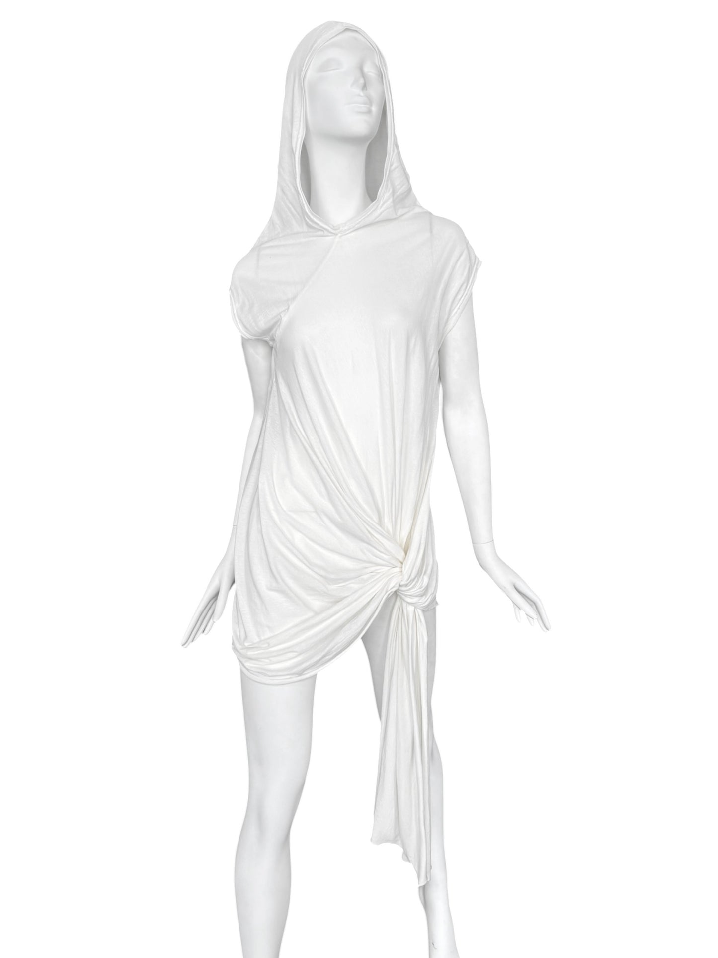 MARC LE BIHAN 2020s WHITE DRAPED HOODED TOP
