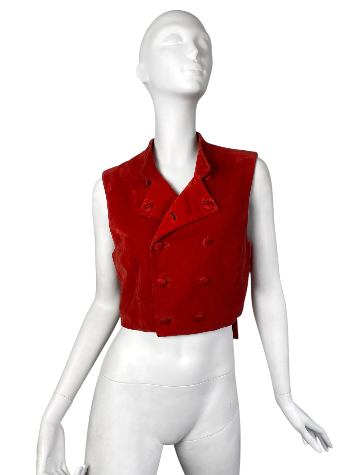 COMME DES GARÇONS FW1988 RED VELVET DOUBLE BREASTED WAISTCOAT