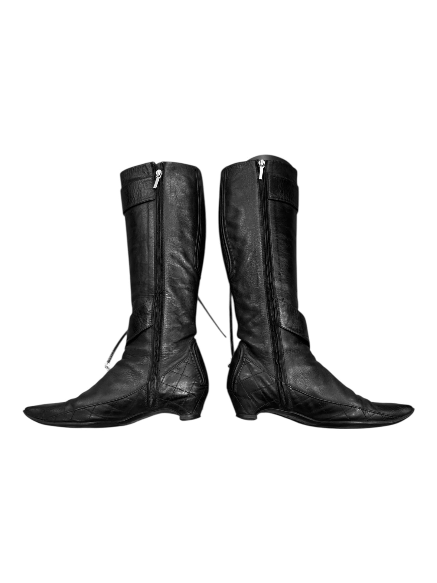 DIOR FW2005 BY JOHN GALLIANO BLACK LEATHER BOOTS