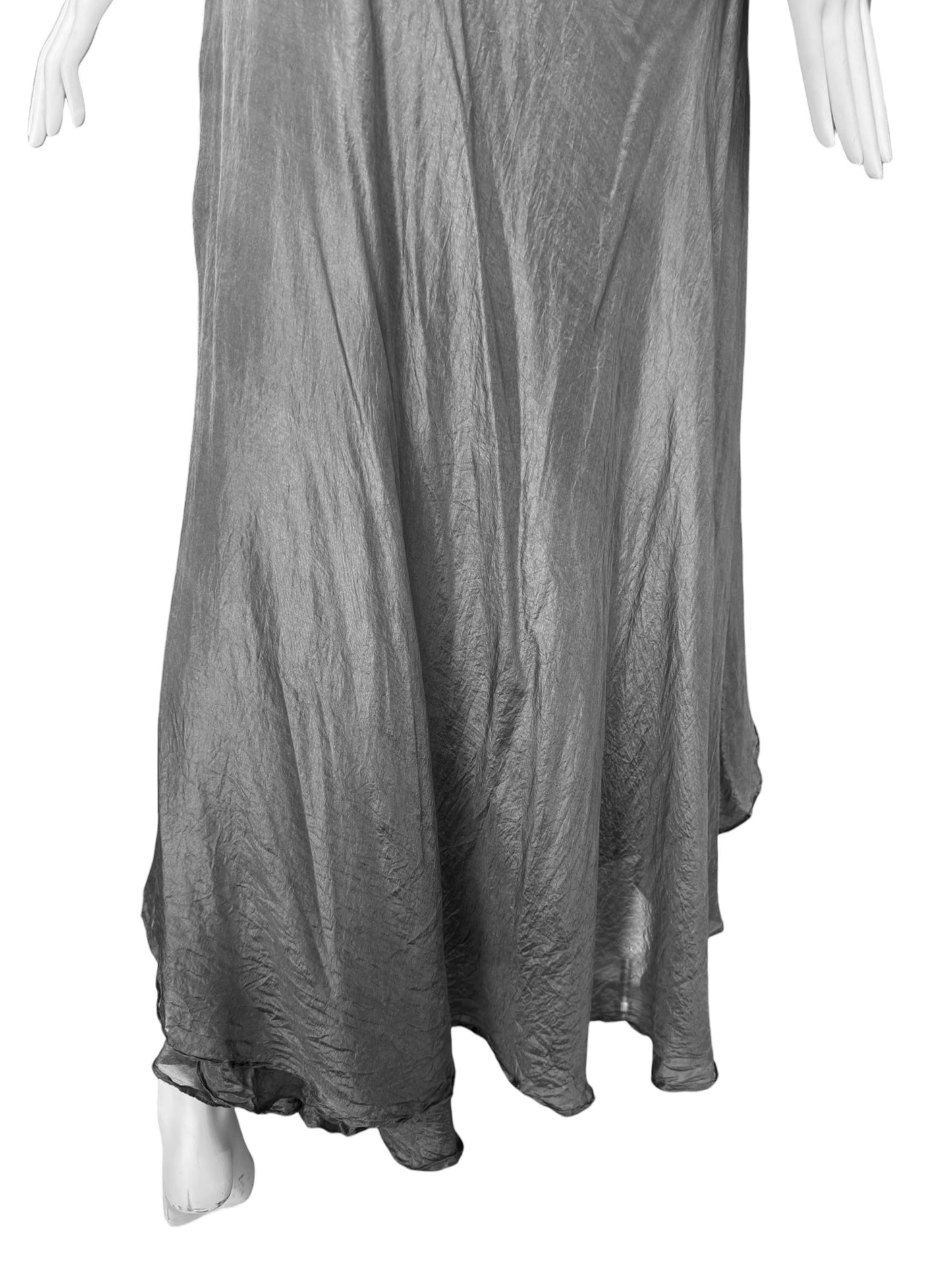 MARC LE BIHAN 2020s GREY SILK MAXI SKIRT