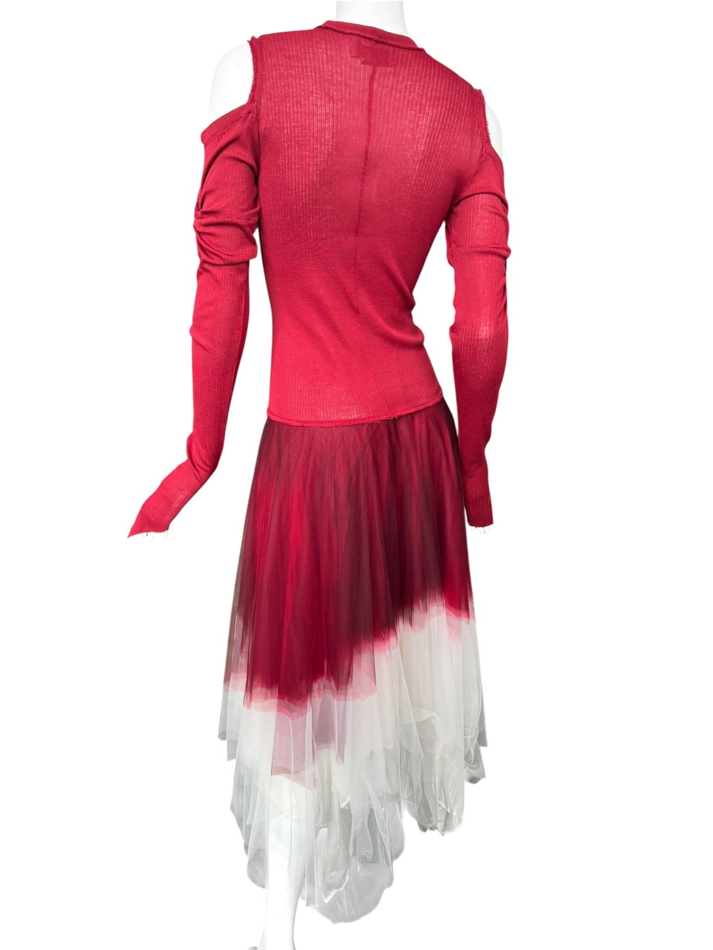 MARC LE BIHAN 2020s RED & WHITE BALLERINA MAXI DRESS