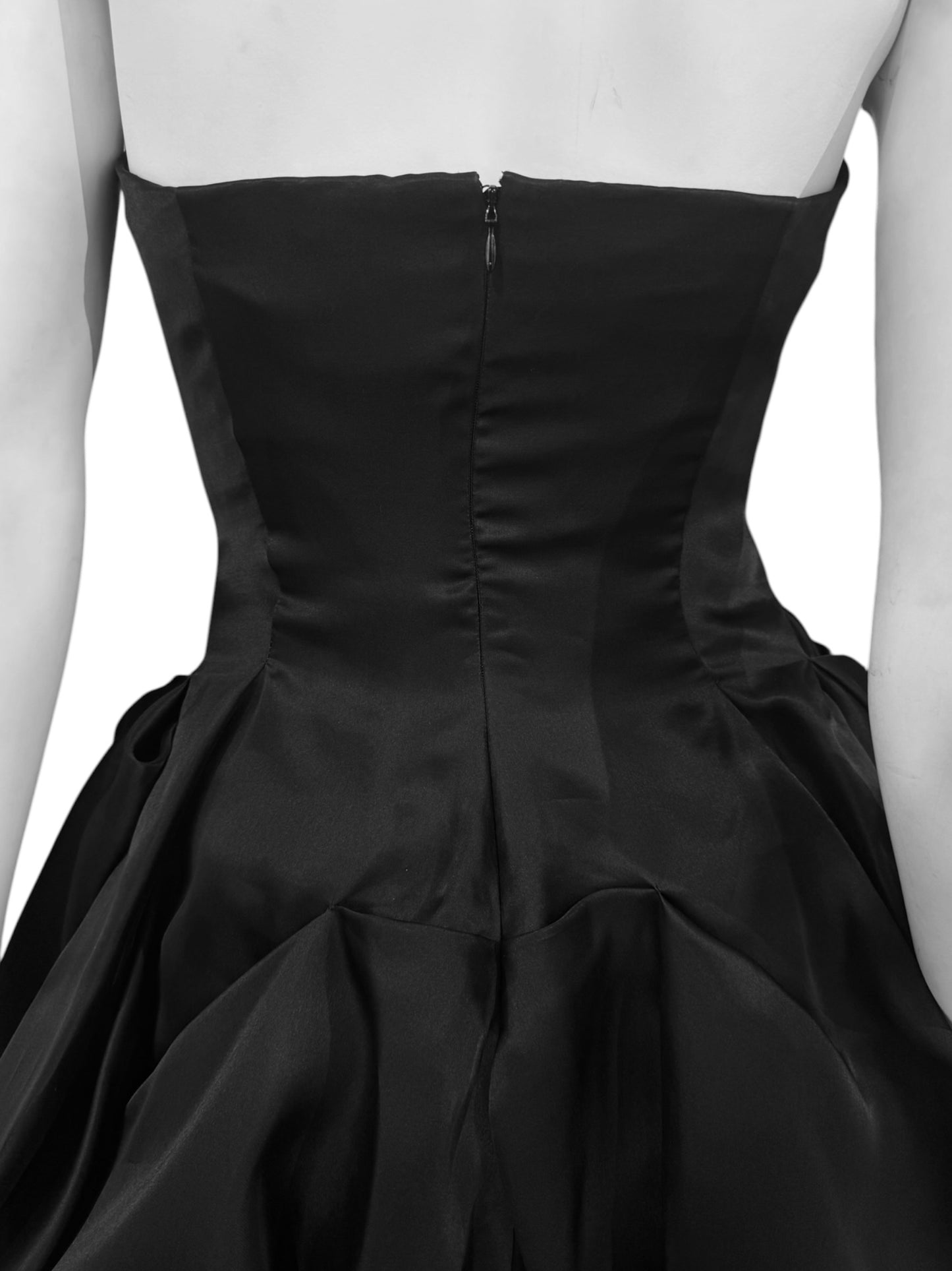 ALEXANDER MCQUEEN SS2009 «NATURAL DIS-TINCTION UN-NATURAL SELECTION» BLACK SILK BUSTIER MINI DRESS