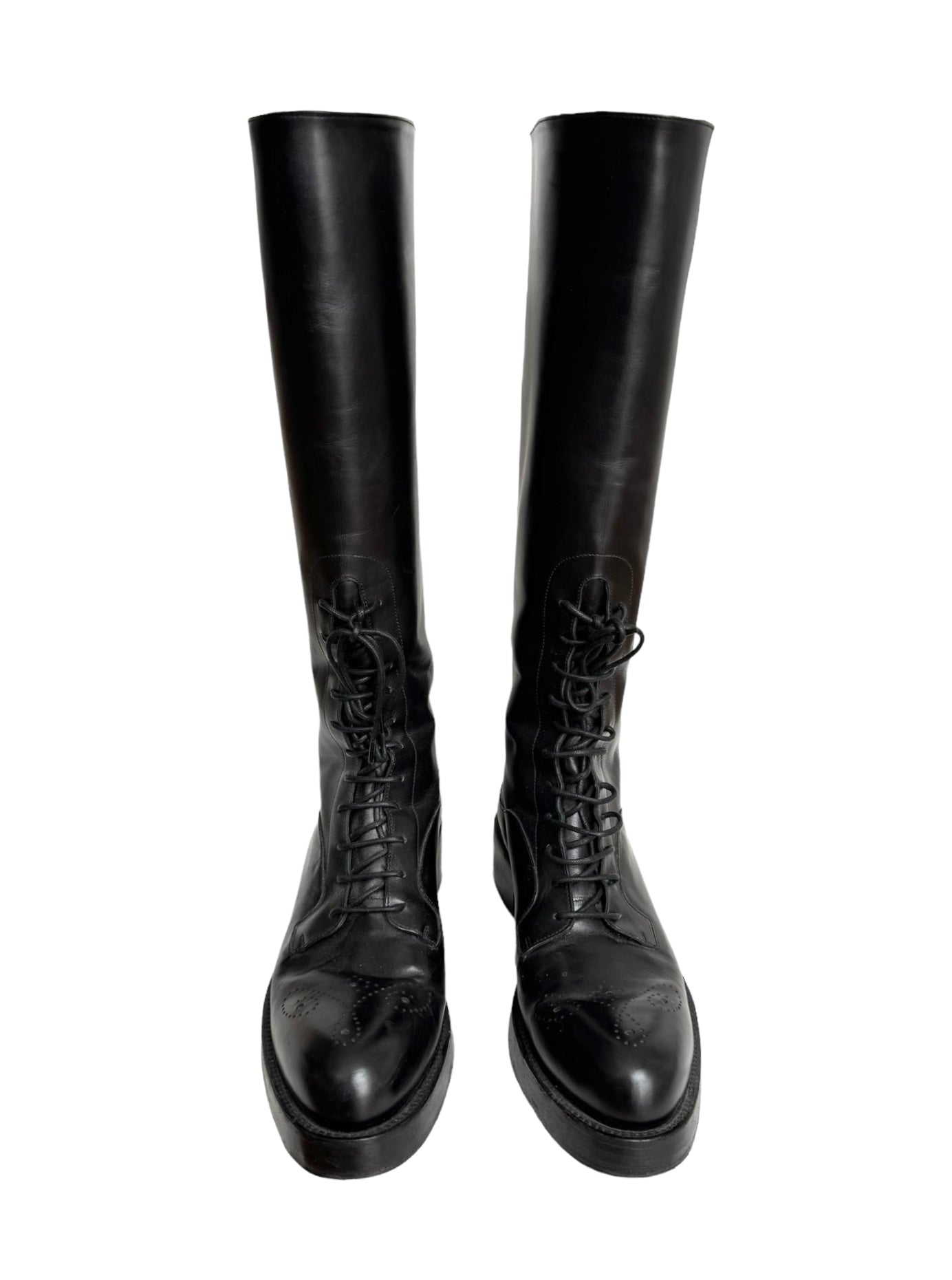 PRADA 2000s BLACK LEATHER OXFORD BOOTS