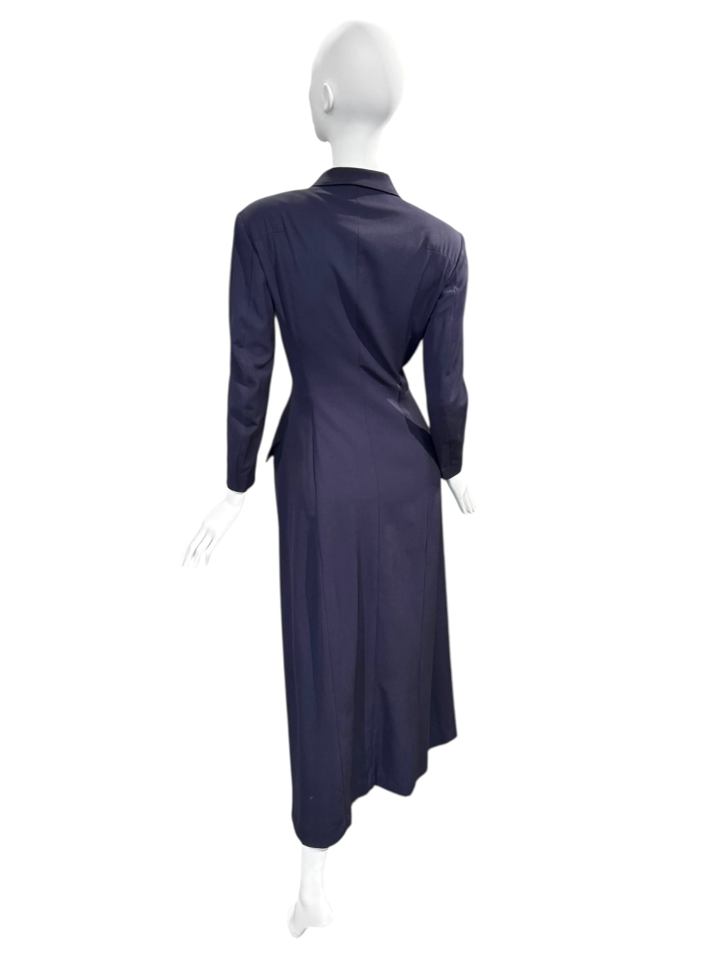 YOHJI YAMAMOTO SS1997 PURPLE WOOL DOUBLE BREASTED MAXI COAT