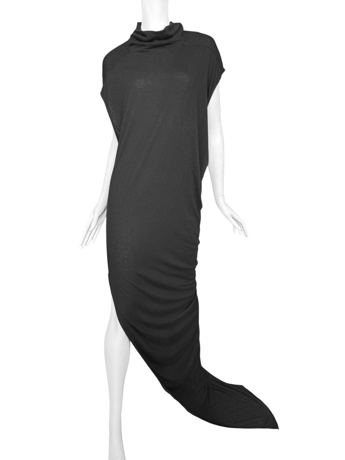 RICK OWENS FW2024 ‘PORTERVILLE’ BLACK SLIT MAXI DRESS