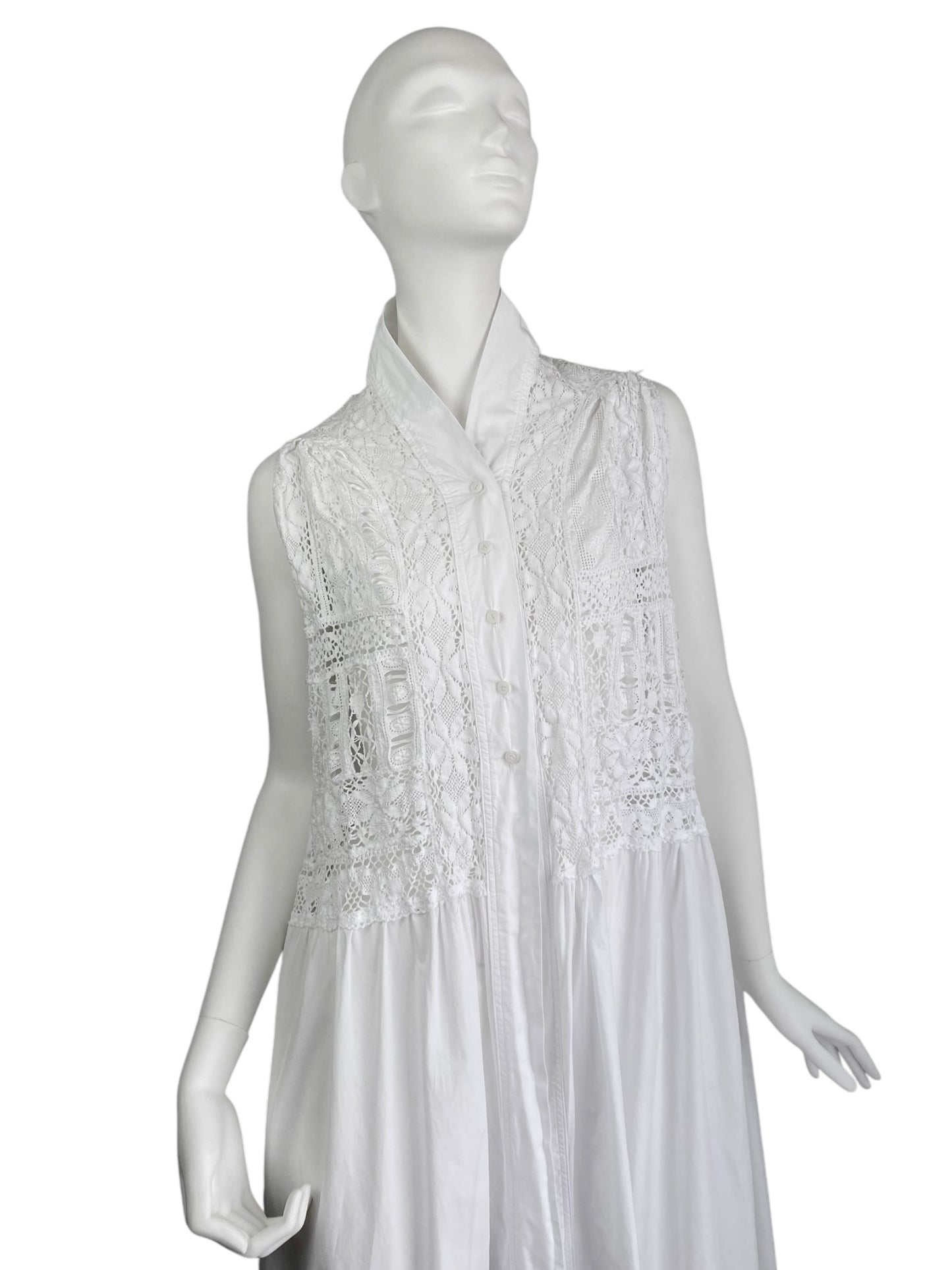 MARC LE BIHAN 2000s WHITE LACE MAXI COAT/DRESS