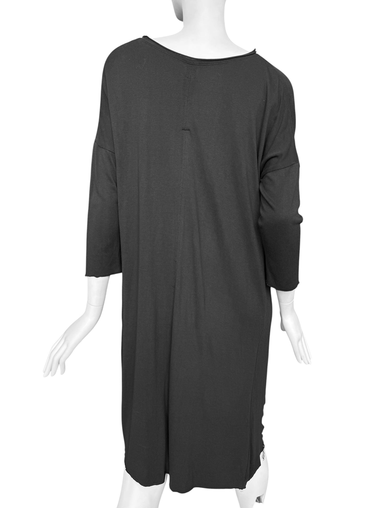 RAQUEL ALLEGRA 2010s GREY ASYMMETRICAL DISTRESS MIDI DRESS