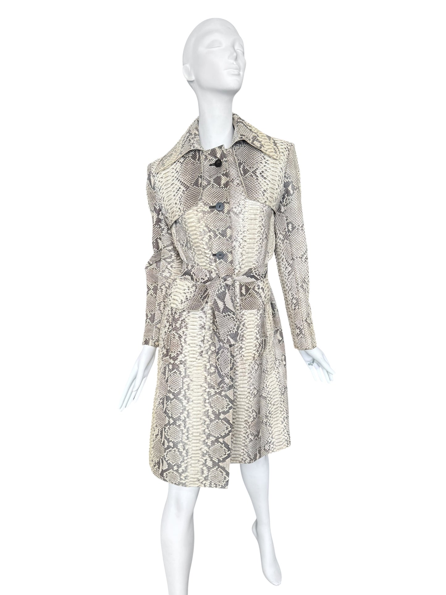 JITROIS 2000s CREAM PYTHON LEATHER COAT