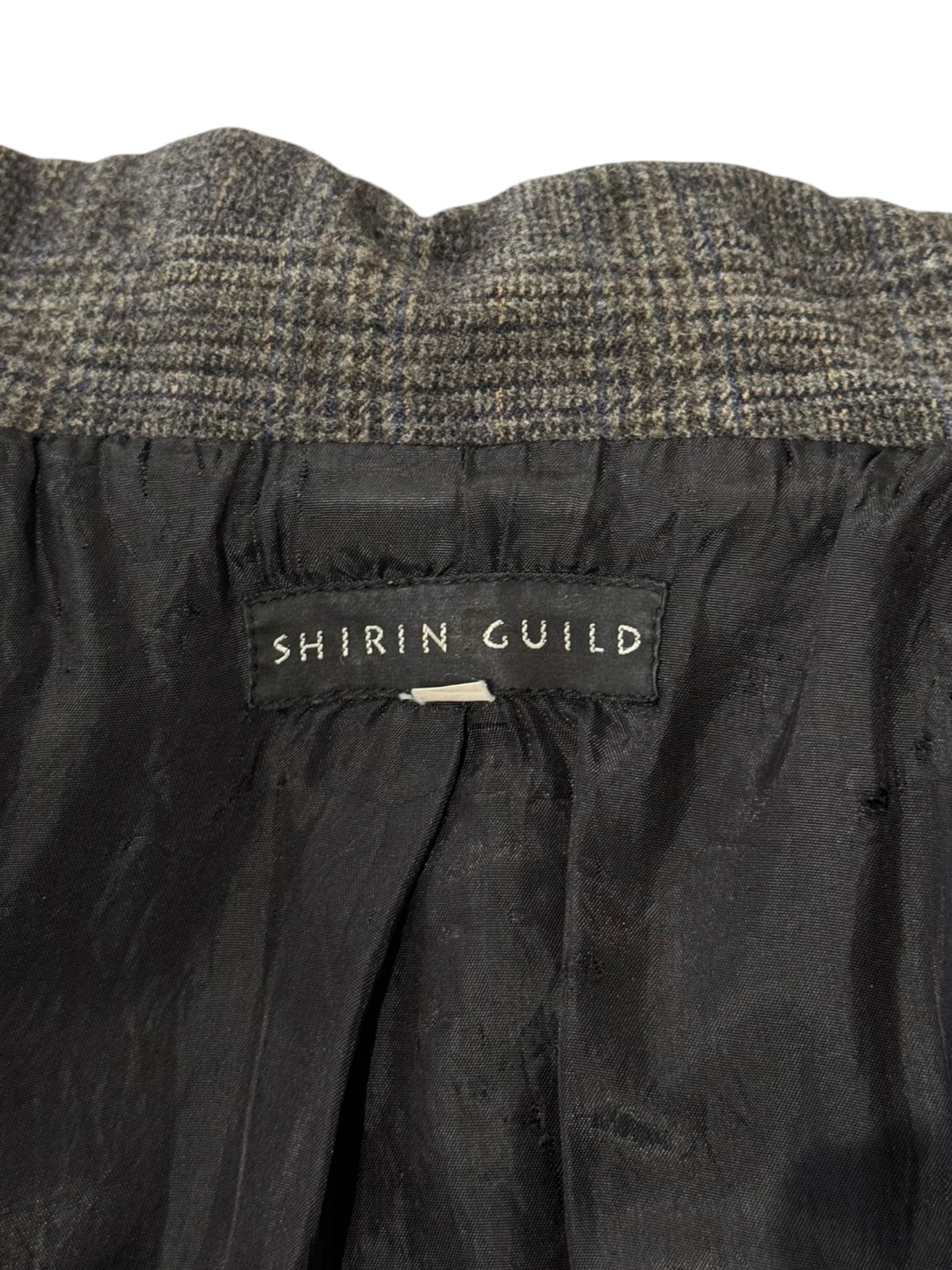 SHIRIN GUILD 1990s BROWN WOOL PRINCE OF WALES JACKET