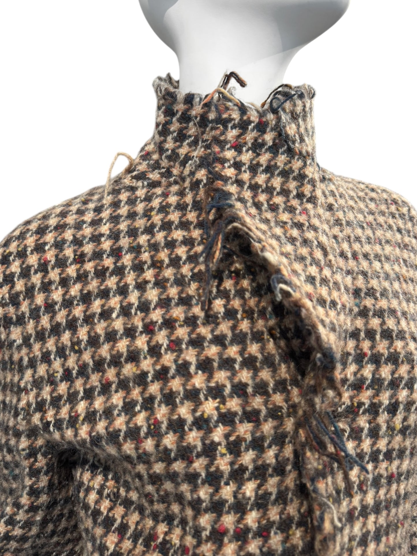 JUNYA WATANABE FW2003 BROWN WOOL HOUNDSTOOTH TWEED BOW BLAZER