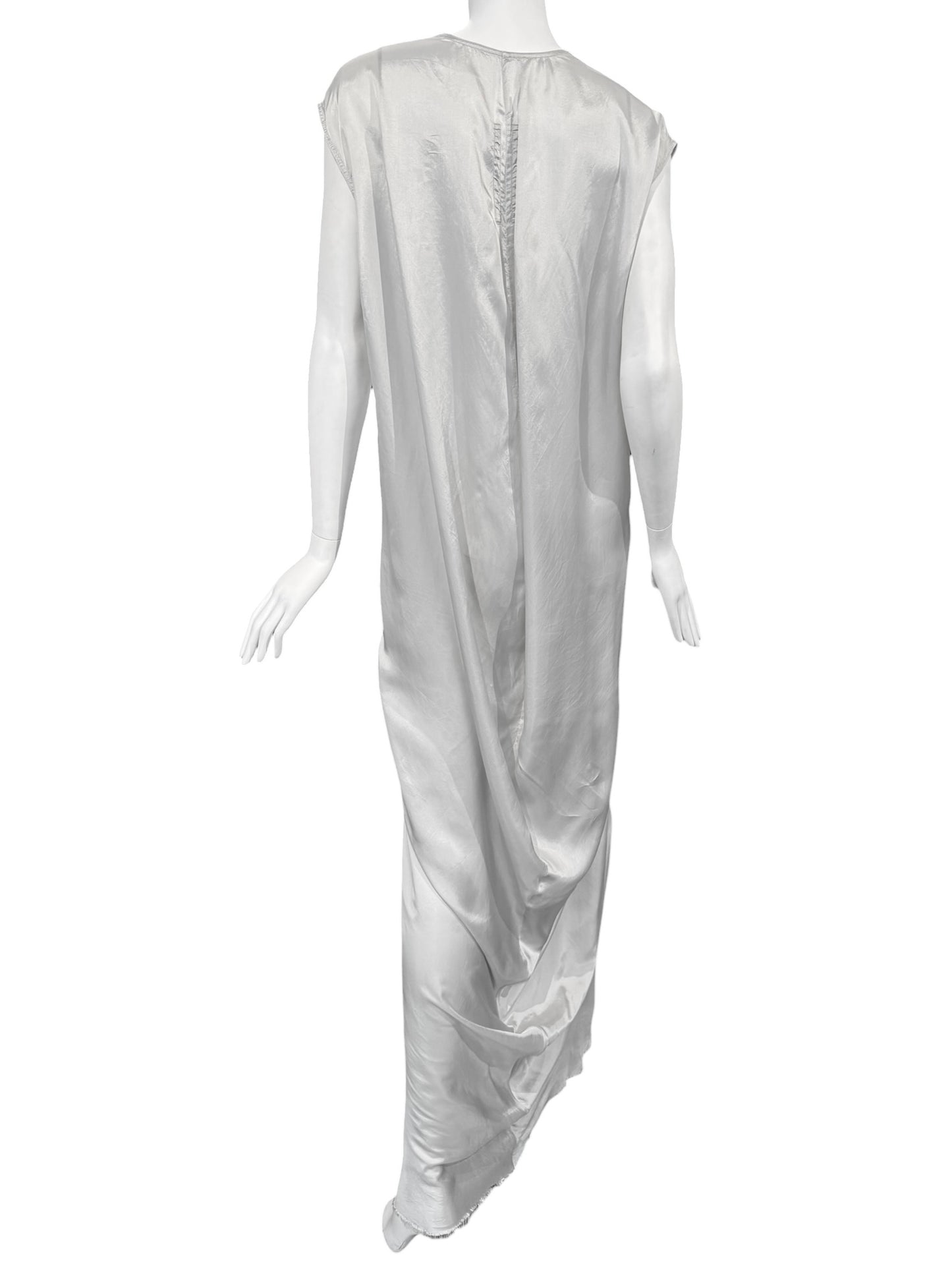 RICK OWENS SS2020 «TECUATL» PEARL GREY DRAPED MAXI DRESS