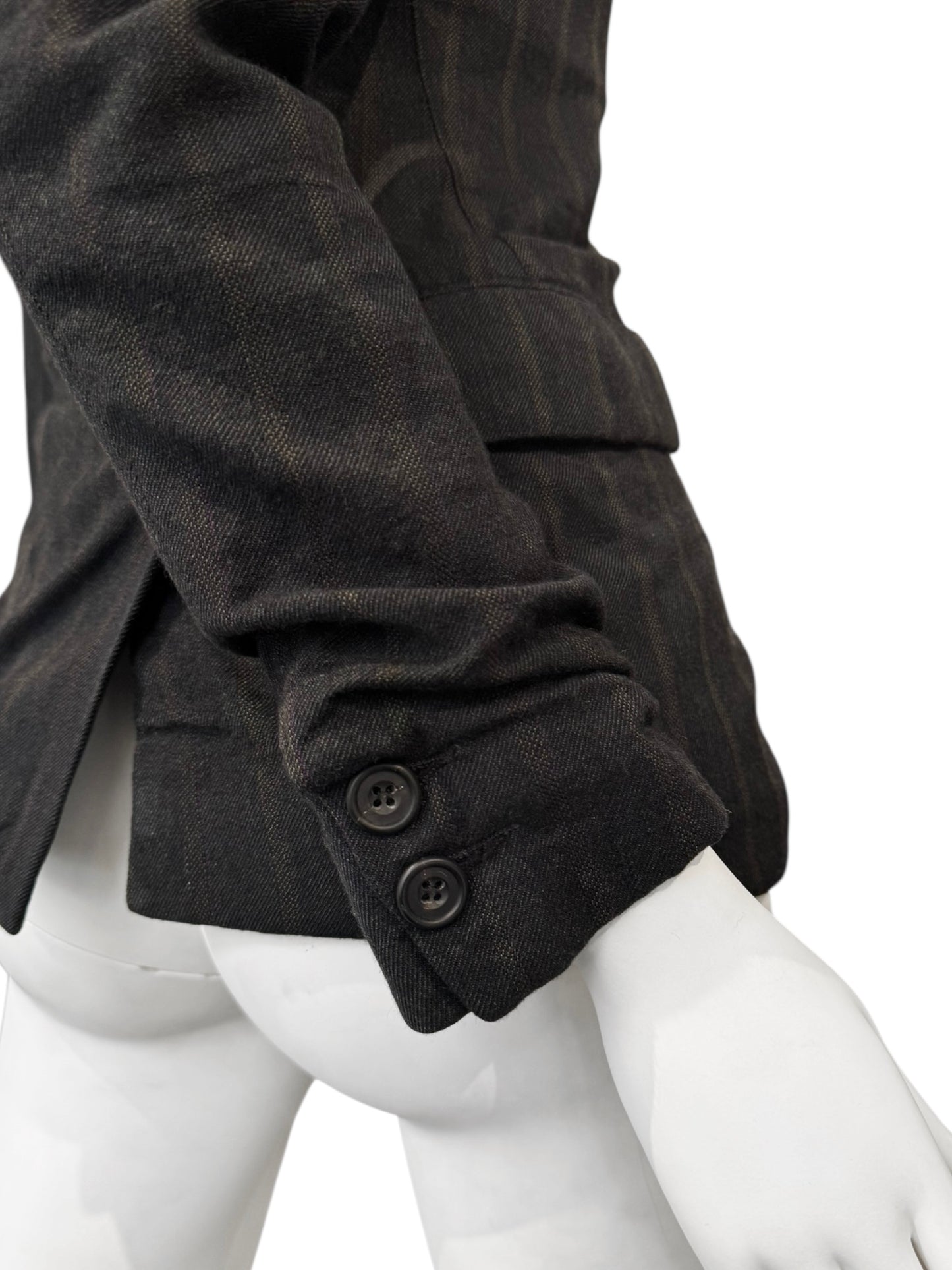 PAUL HARNDEN SHOEMAKERS 2010s DARK BROWN WOOL STRIPED JACKEY