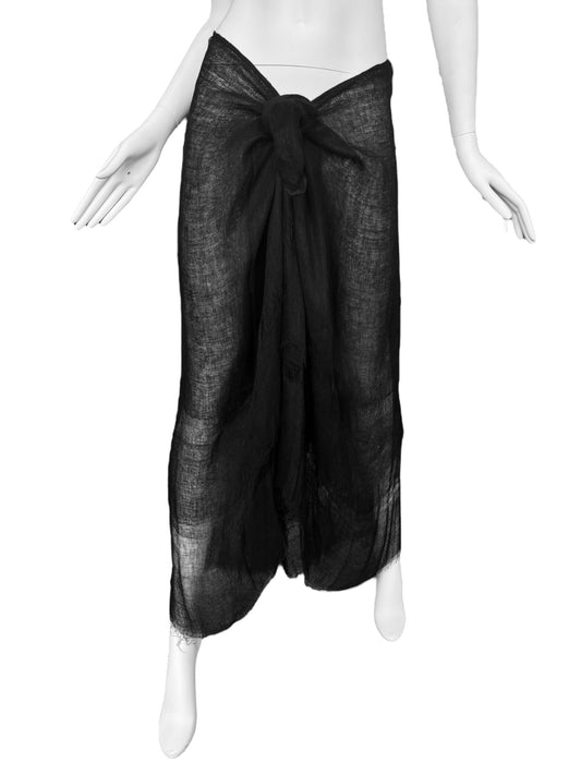FAYÇAL AMOR SS1993 BLACK RAW JUTE MAXI SKIRT