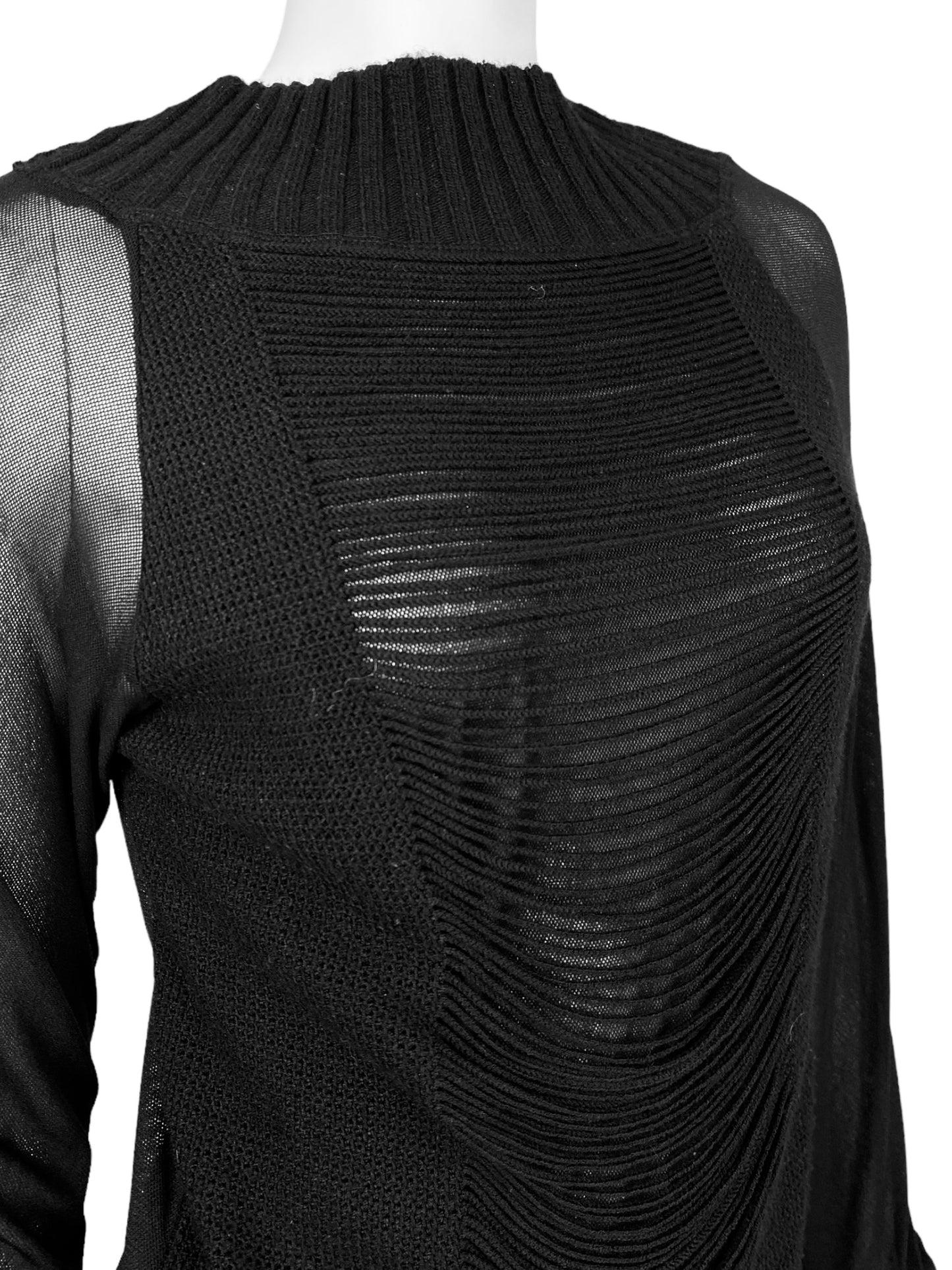 NICOWA 2000s BLACK MESH DISTRESS KNIT TOP