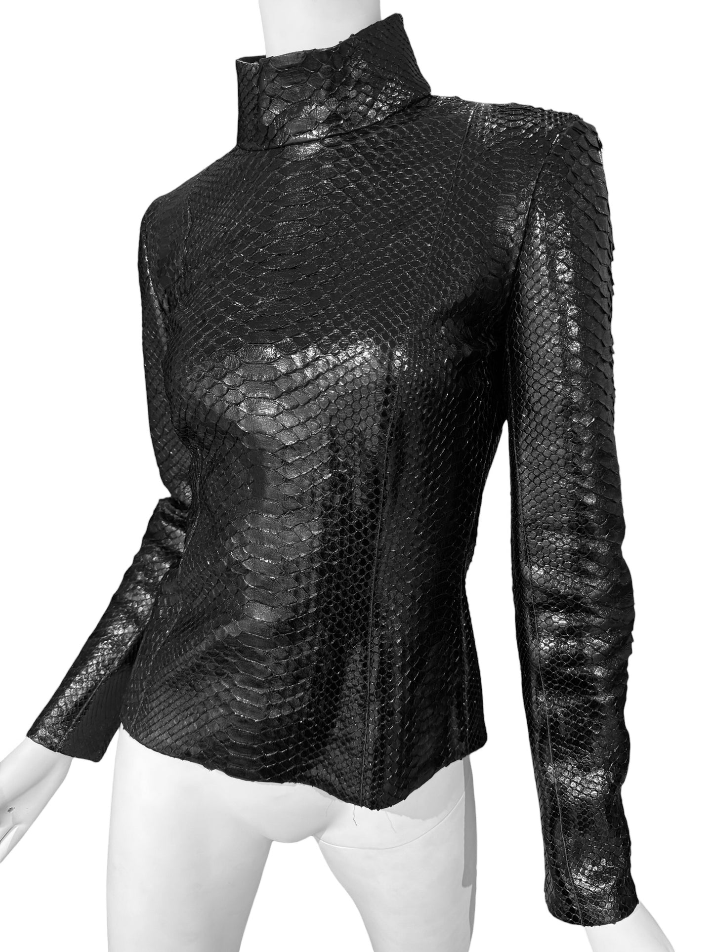 GUCCI FW2013 BY FRIDA GIANNINI BLACK PYTHON LEATHER JACKET