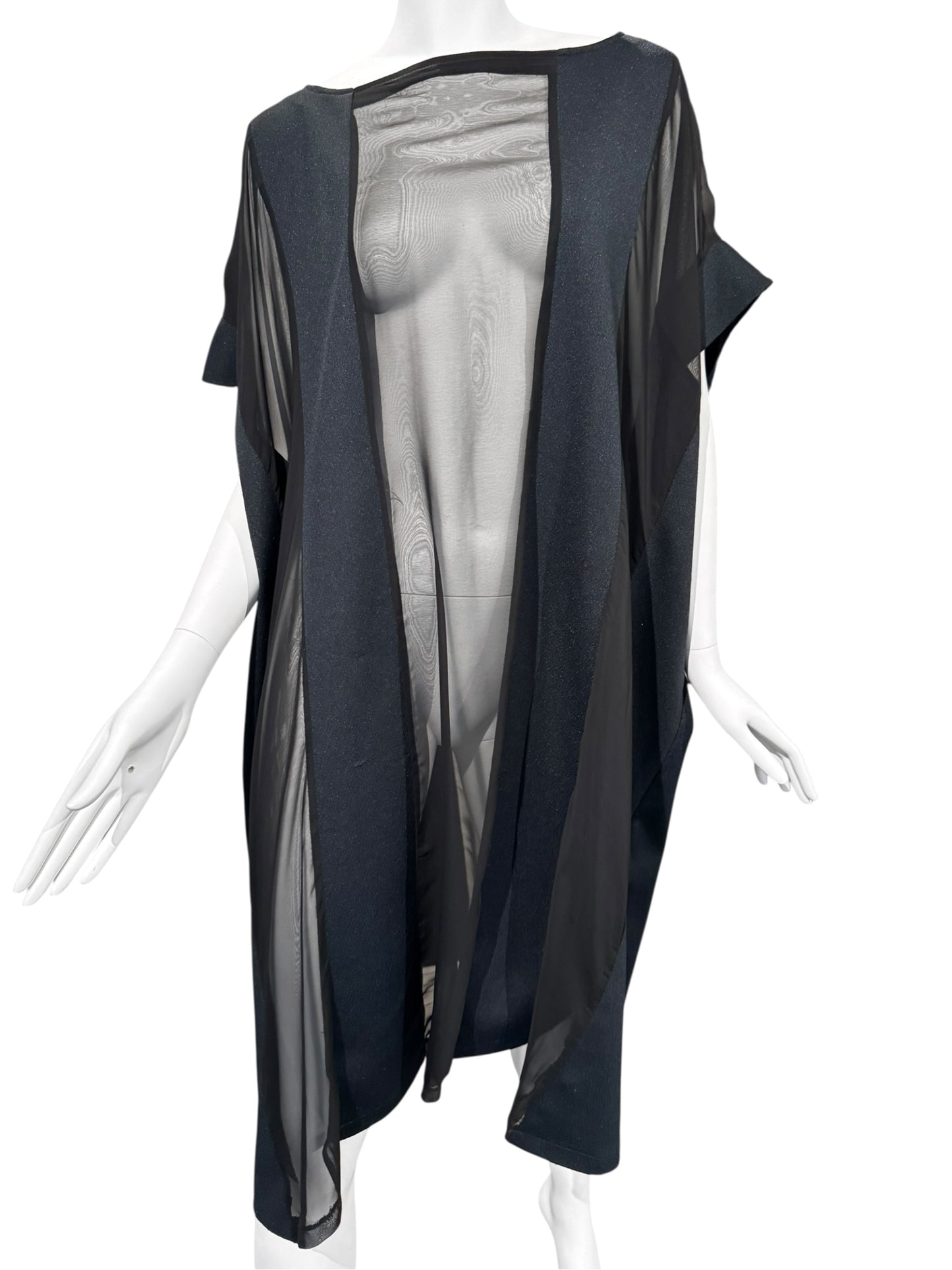 MAISON MARTIN MARGIELA SS2000 ARTISANAL BLACK & NAVY PANELS OVERSIZE DRESS