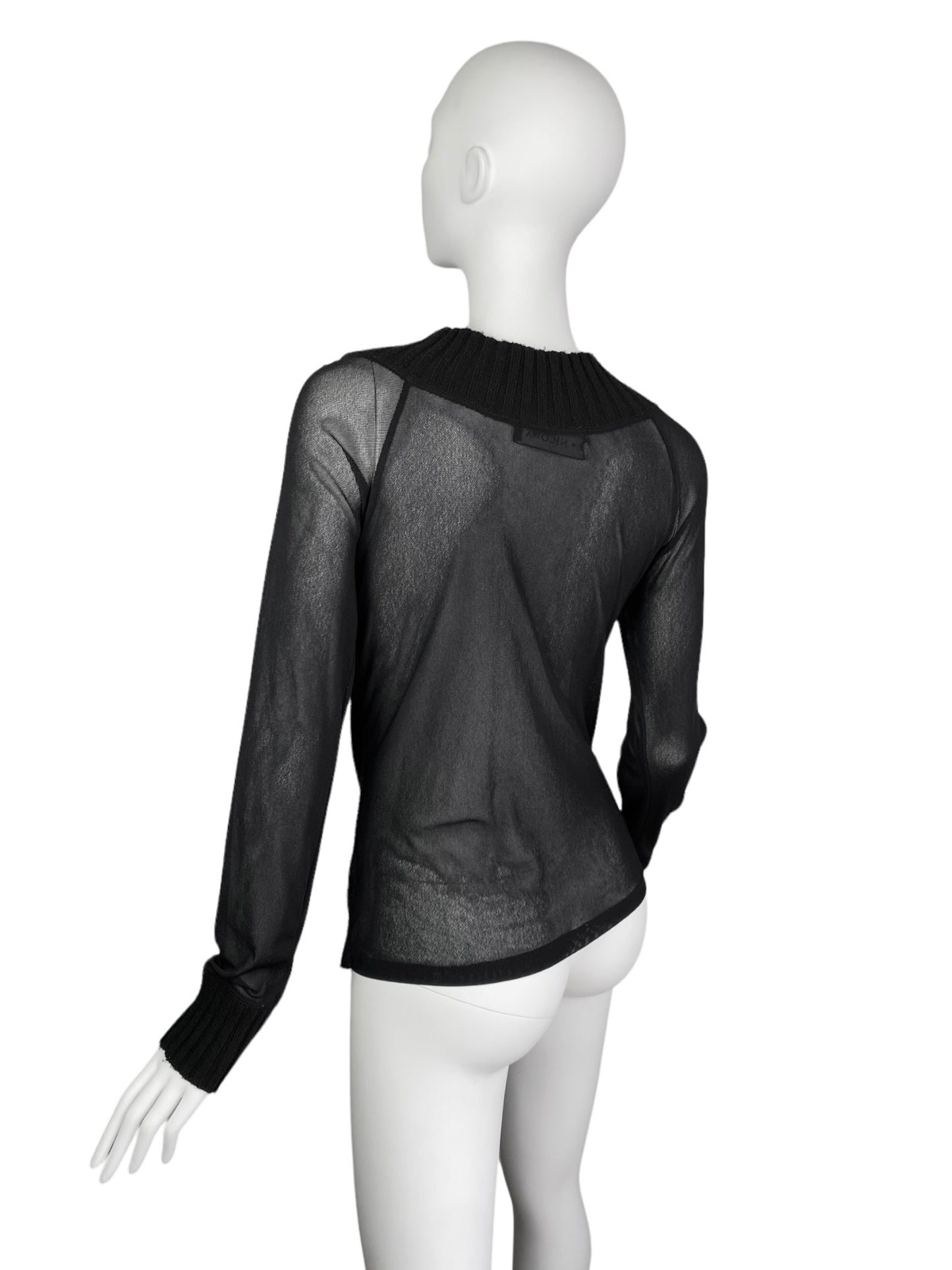 NICOWA 2000s BLACK MESH DISTRESS KNIT TOP