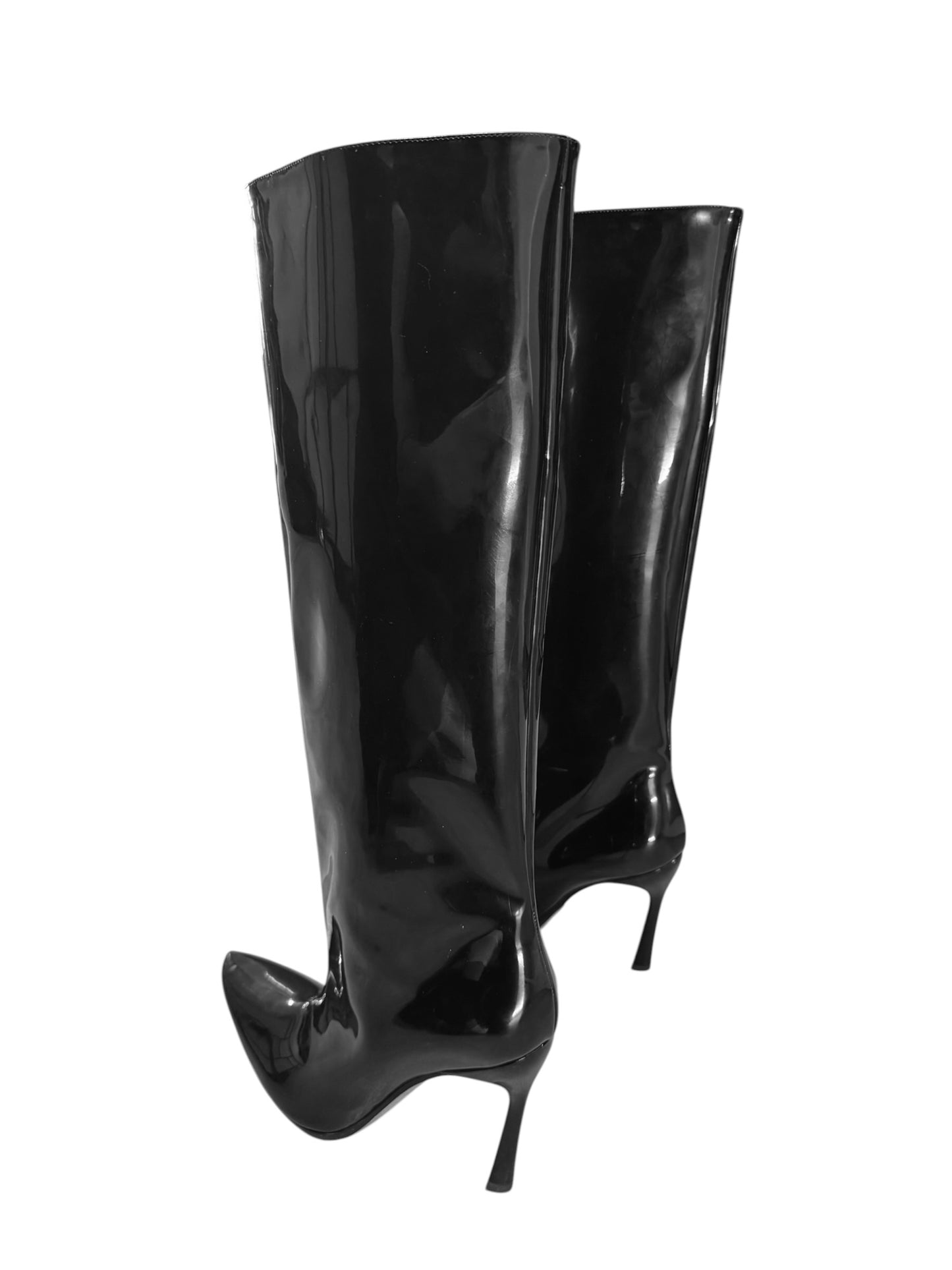 SPORTMAX 2020s BLACK LEATHER KNEE-HIGH BOOTS