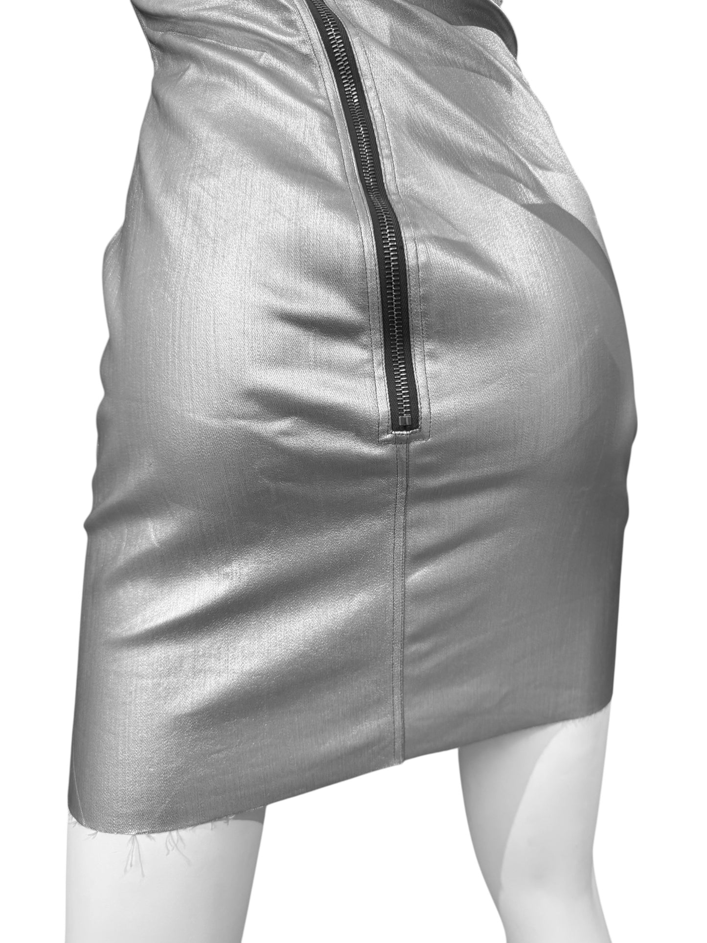 RICK OWENS FW2022 SILVER COATED BUSTIER MINI DRESS