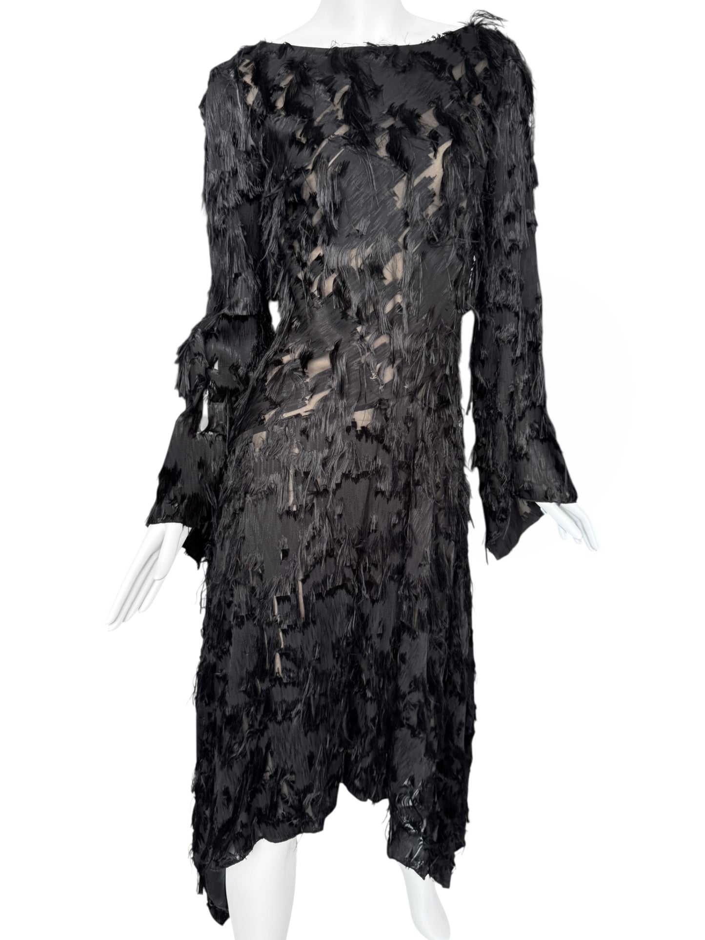 PLEIN SUD 2010s BLACK DISTRESS MIDI DRESS
