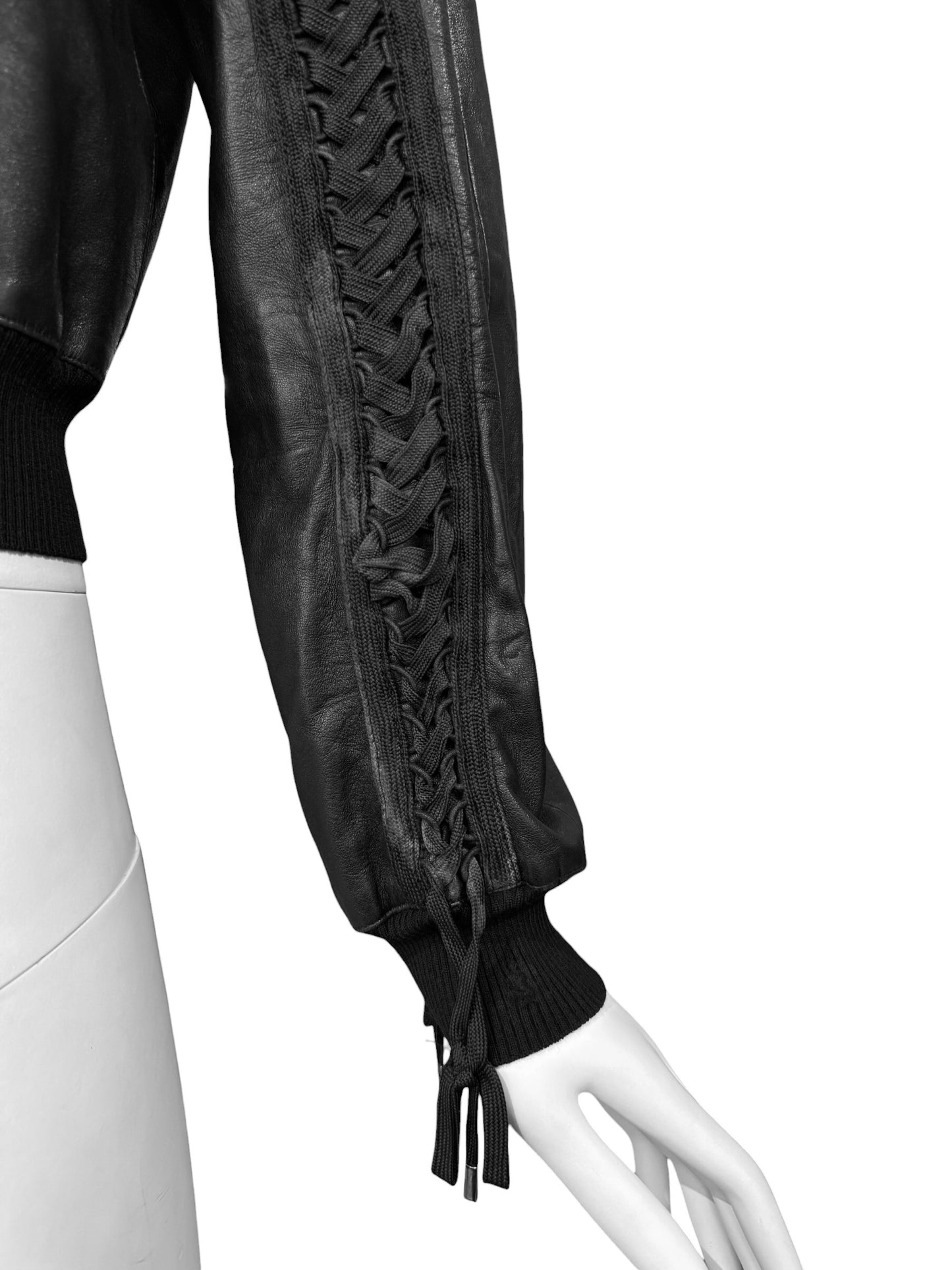 DIOR FW2002 BLACK LEATHER LACE-UP JACKET