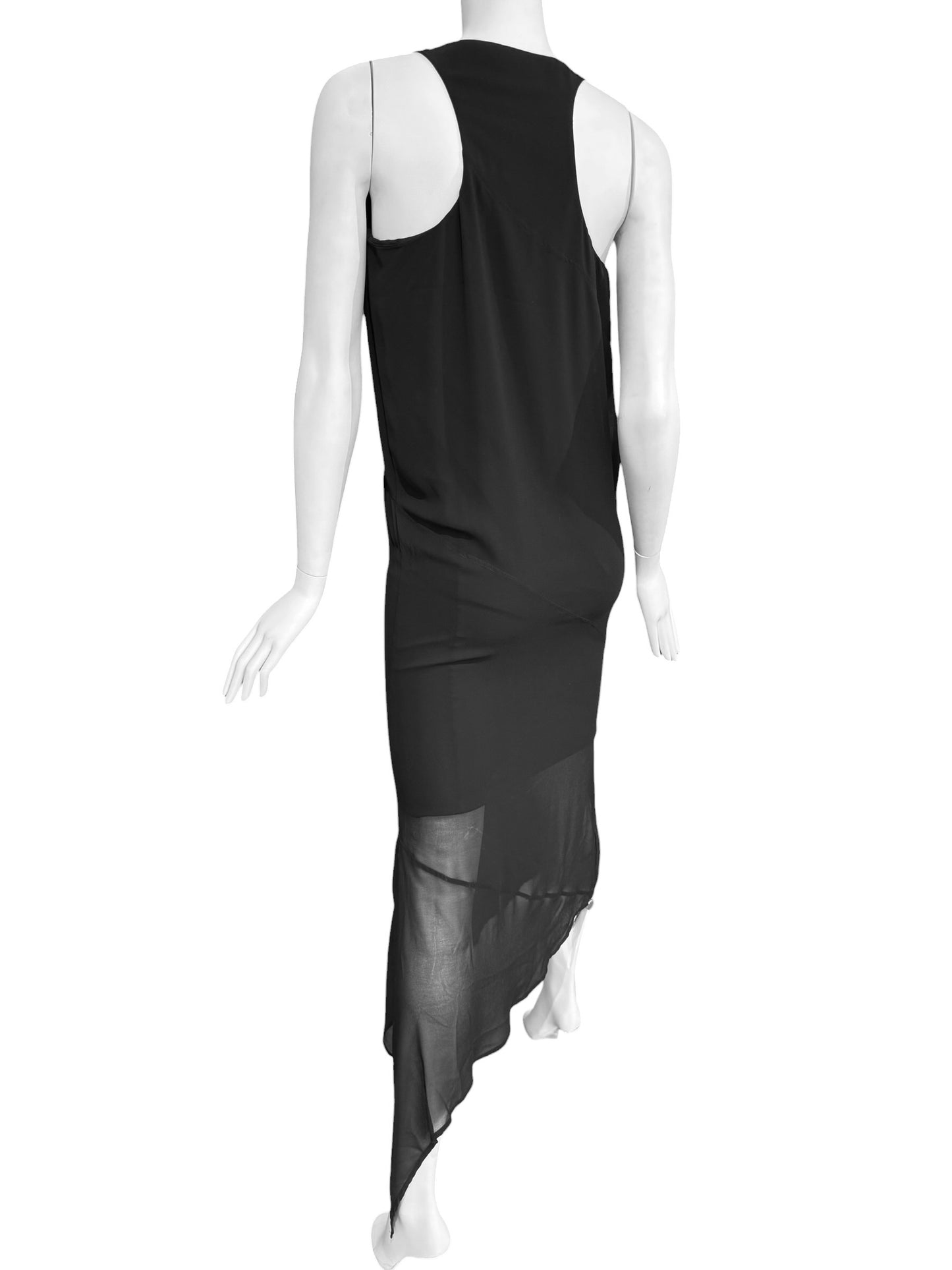 JOHN GALLIANO RESORT 2016 BLACK ASYMMETRICAL MAXI DRESS