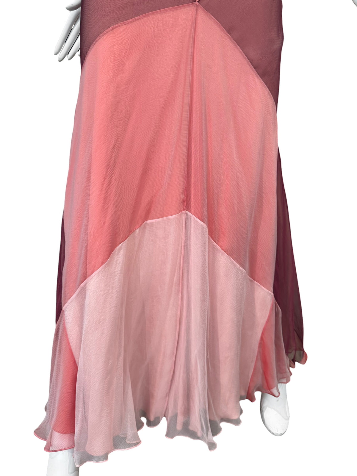 PLEIN SUD SUN 1990s PINK SILK MAXI SKIRT