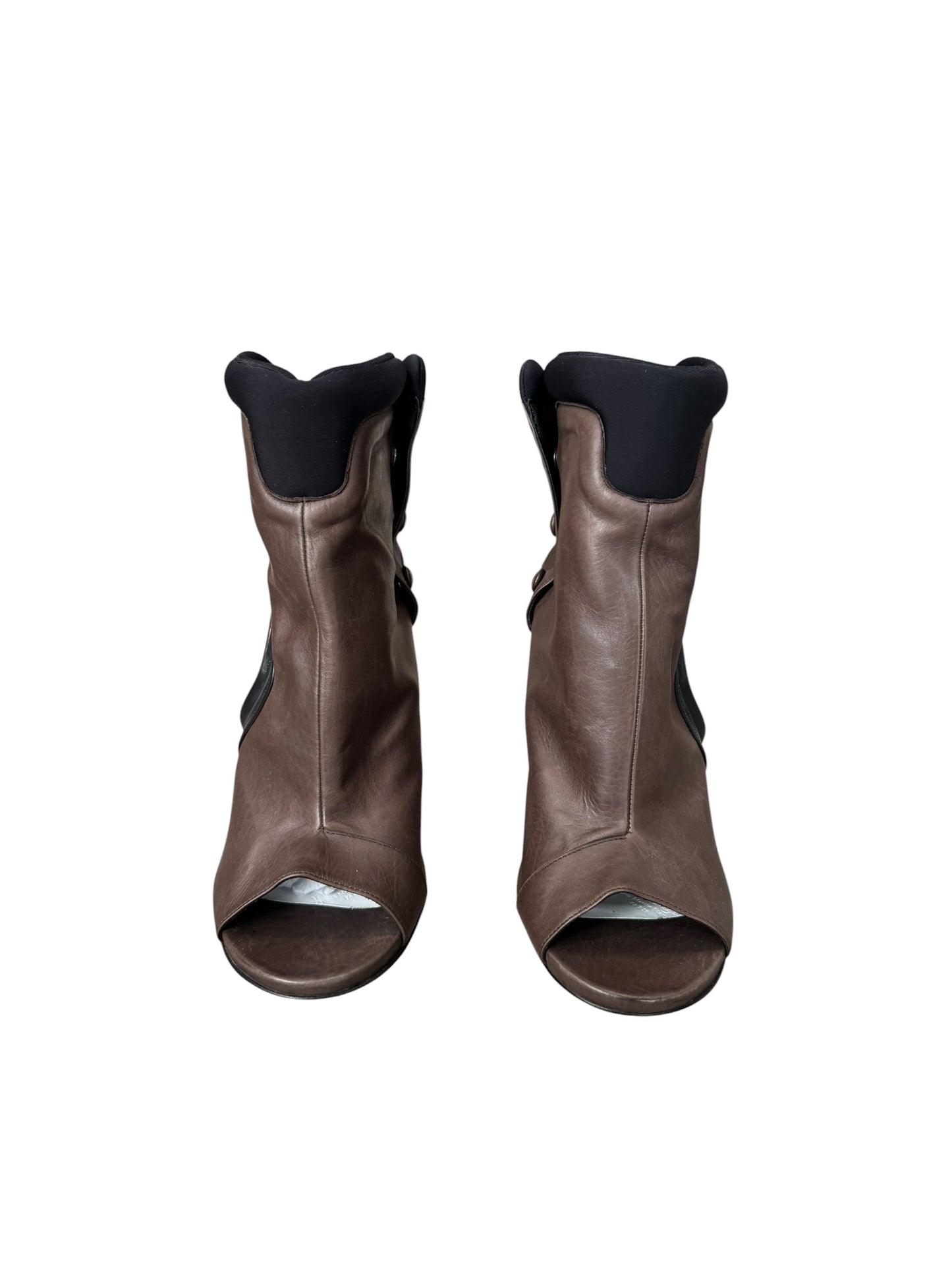 MAISON MARGIELA FW2014 BROWN LEATHER FUTURISTIC HEELS