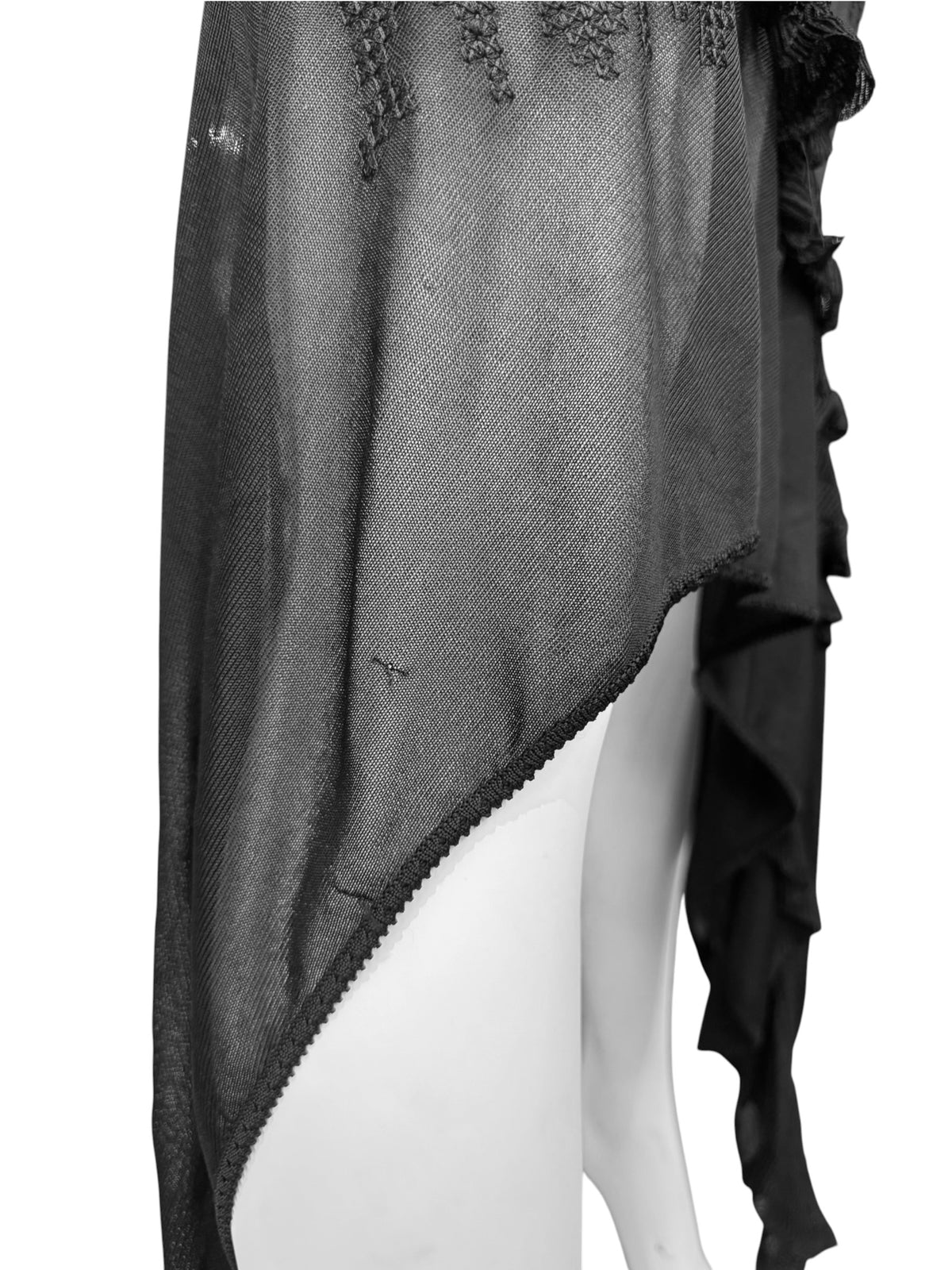 JOHN GALLIANO FW1996 BLACK SHEER TATOO MAXI DRESS