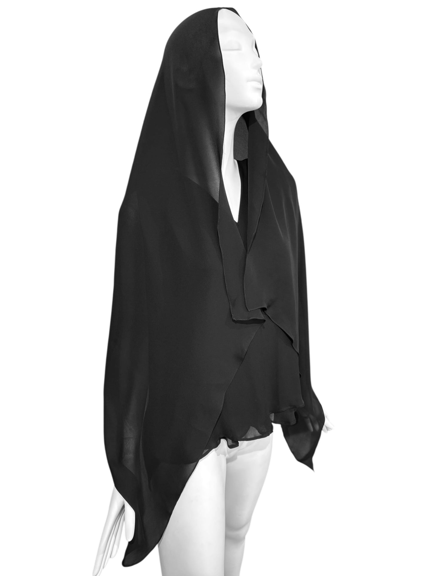 PLEIN SUD 2010s BLACK SILK HOODED TOP