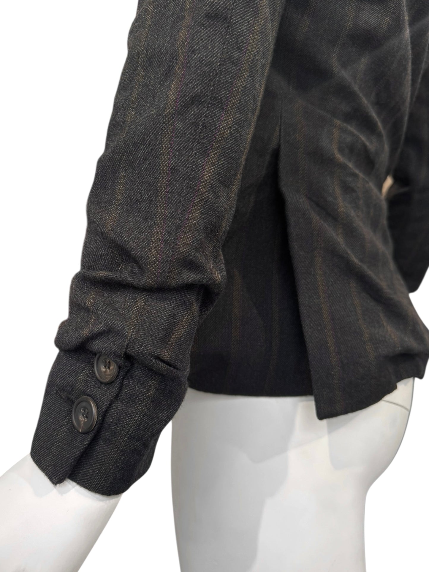 PAUL HARNDEN SHOEMAKERS 2010s DARK BROWN WOOL STRIPED JACKEY