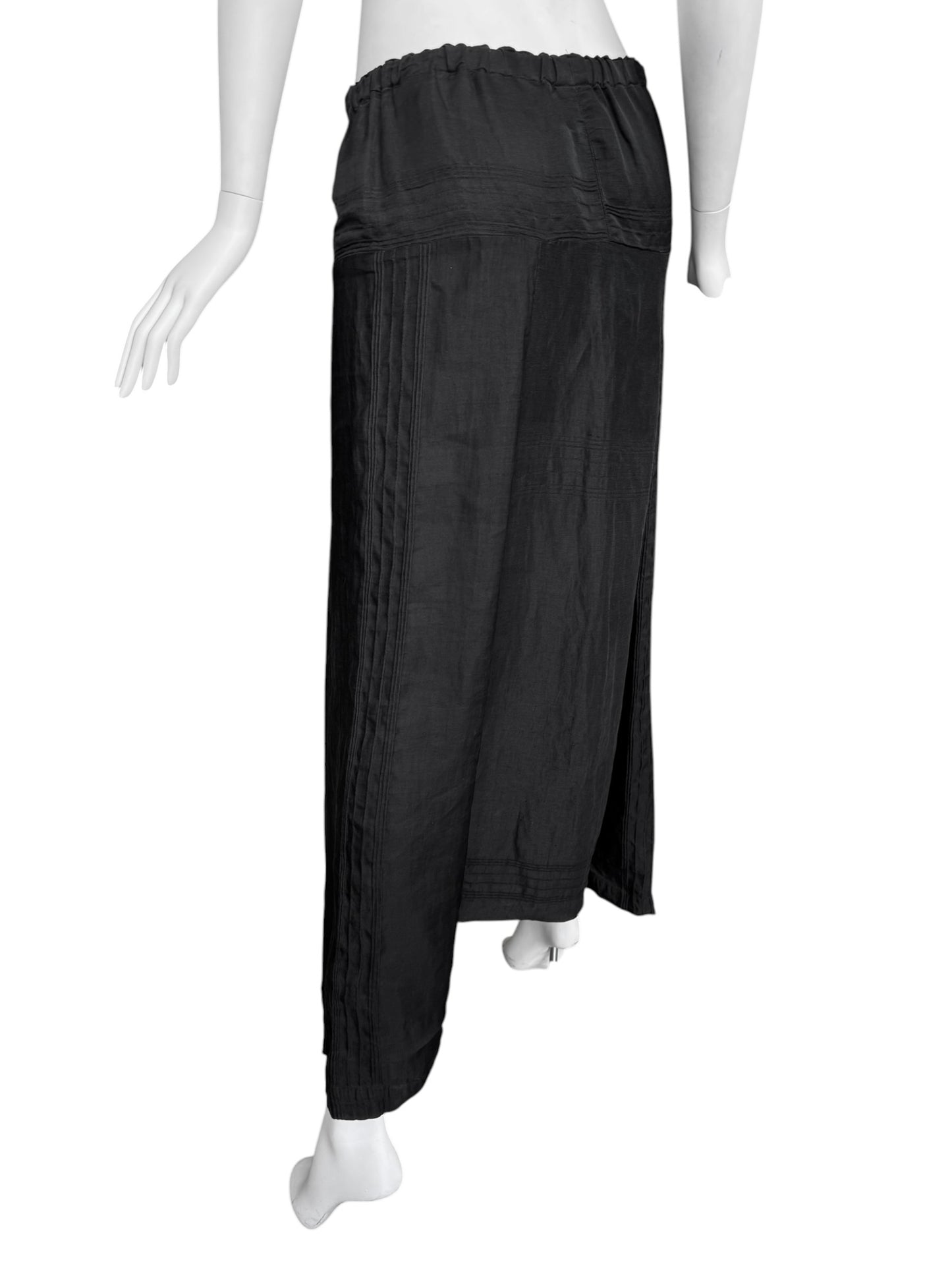 SHIRIN GUILD 1990s BLACK LINEN & SILK HAREM PANTS