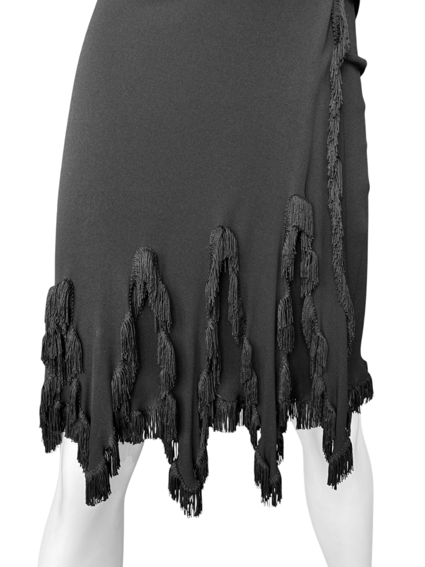 JEAN PAUL GAULTIER 2000s BLACK FRINGES HOODED MIDI DRESS