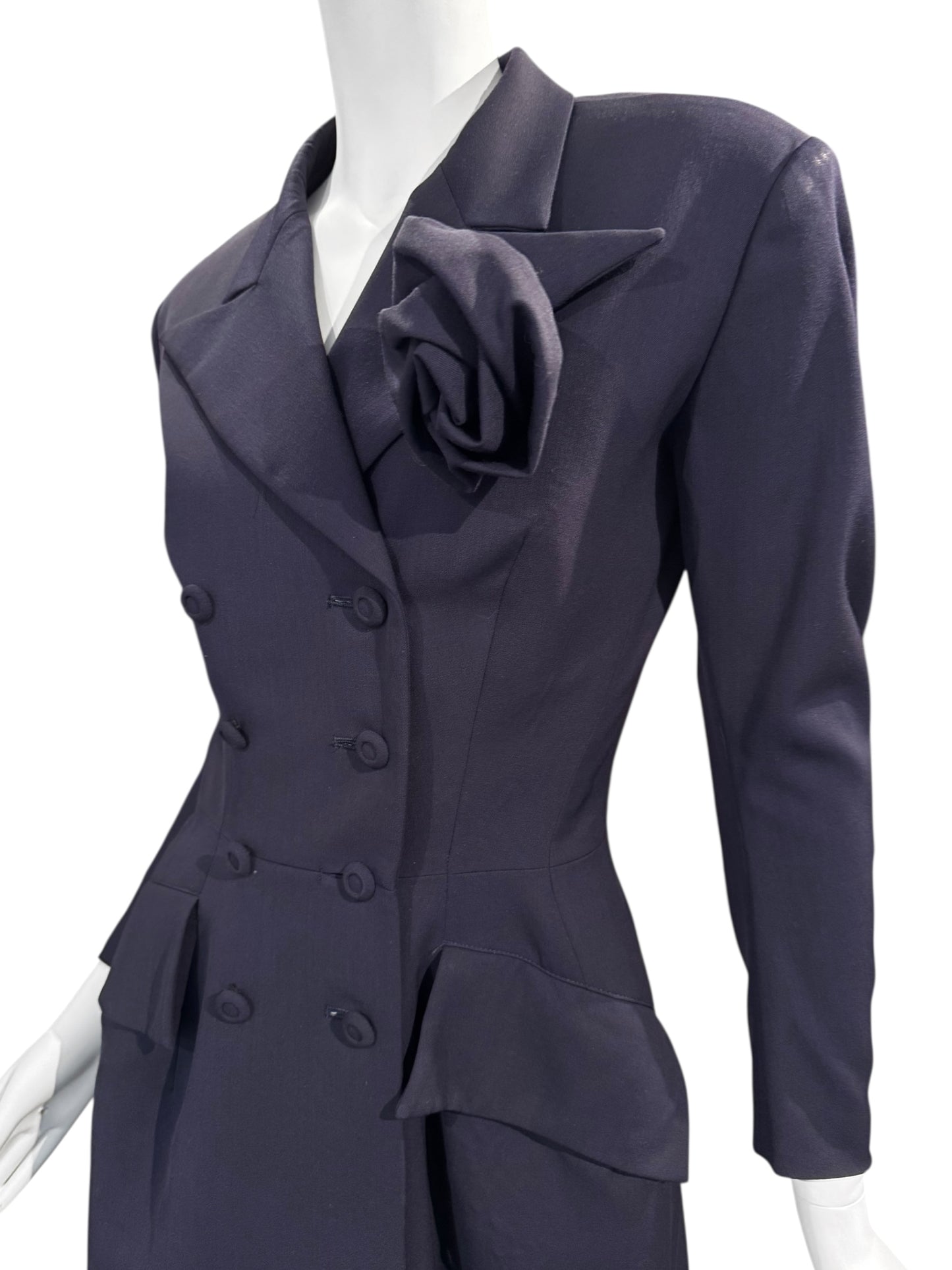 YOHJI YAMAMOTO SS1997 PURPLE WOOL DOUBLE BREASTED MAXI COAT