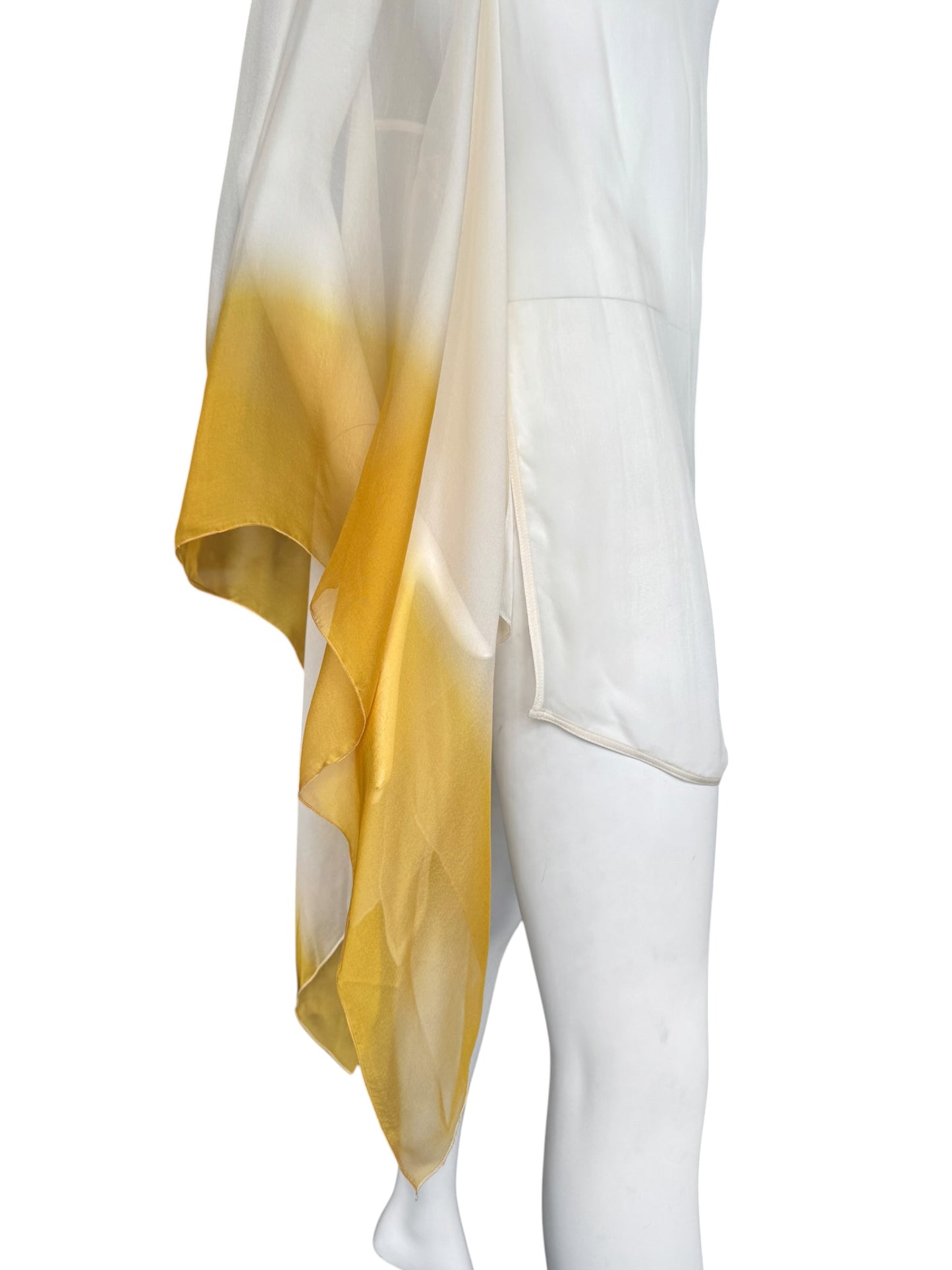 RICK OWENS SS2022 ‘FOGACHINE’ WHITE & YELLOW SILK TOP