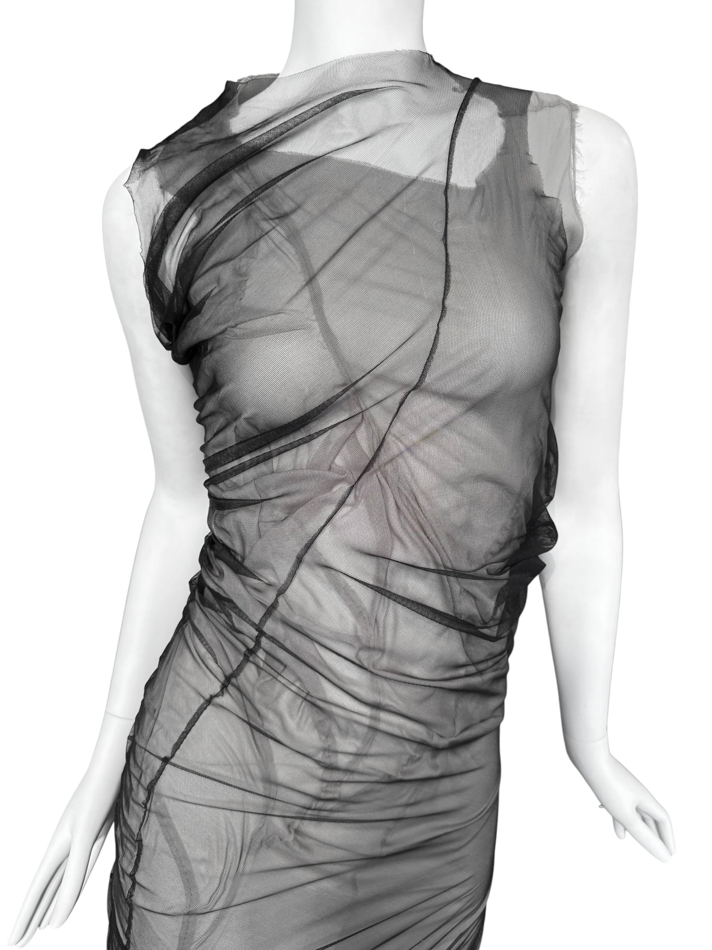 MAISON MARGIELA SS2021 BY JOHN GALLIANO BLACK & WHITE LAYERED DRAPÉ MAXI DRESS