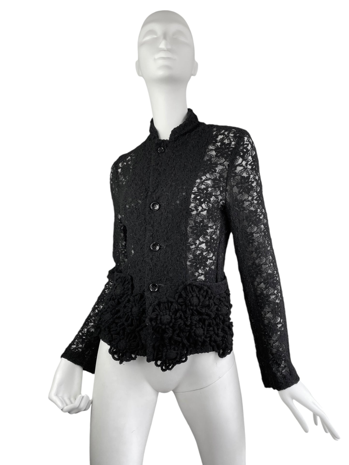 COMME DES GARÇONS SS2012 BLACK LACE TRICOT FLOWER JACKET