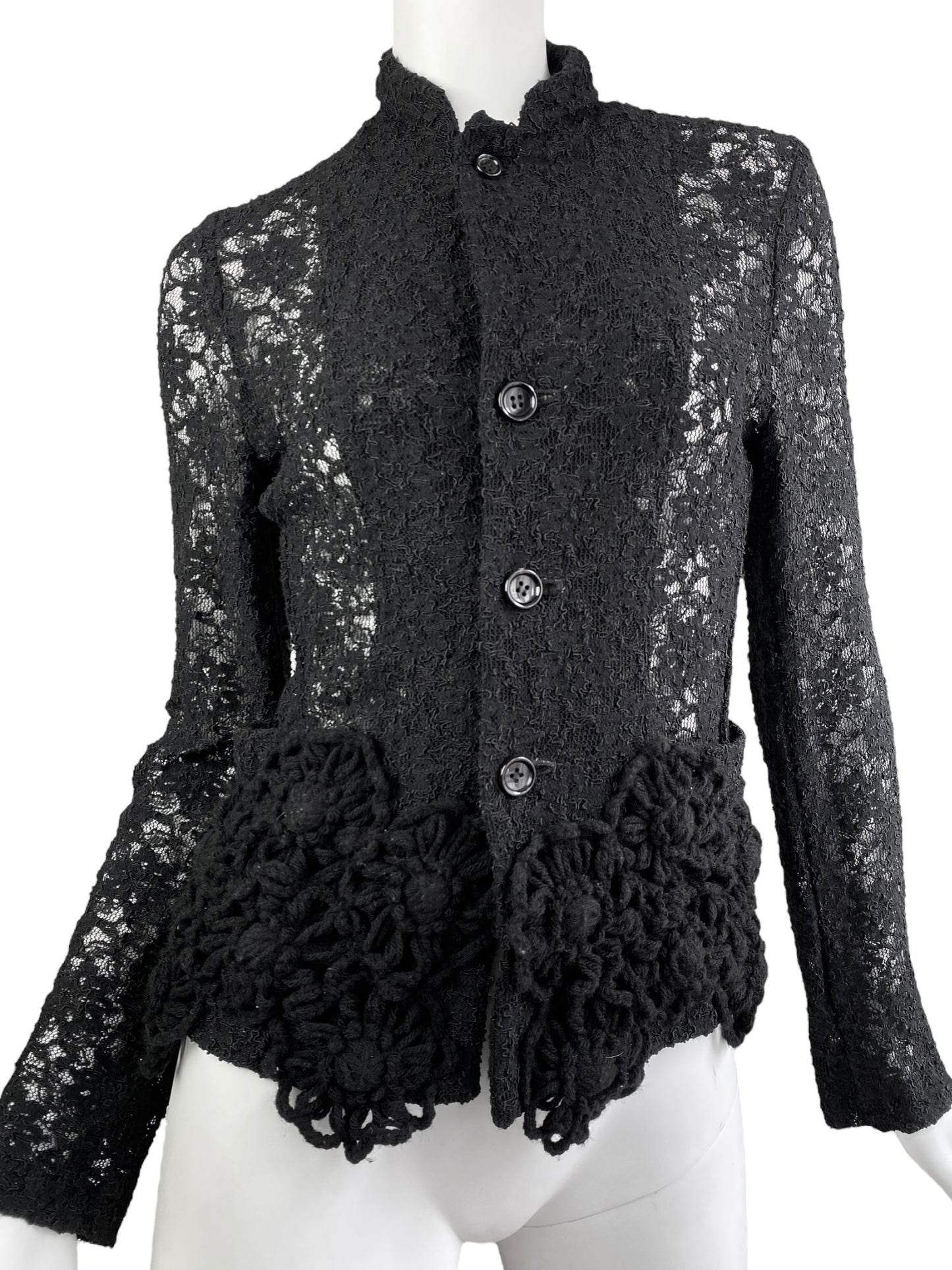 COMME DES GARÇONS SS2012 BLACK LACE TRICOT FLOWER JACKET